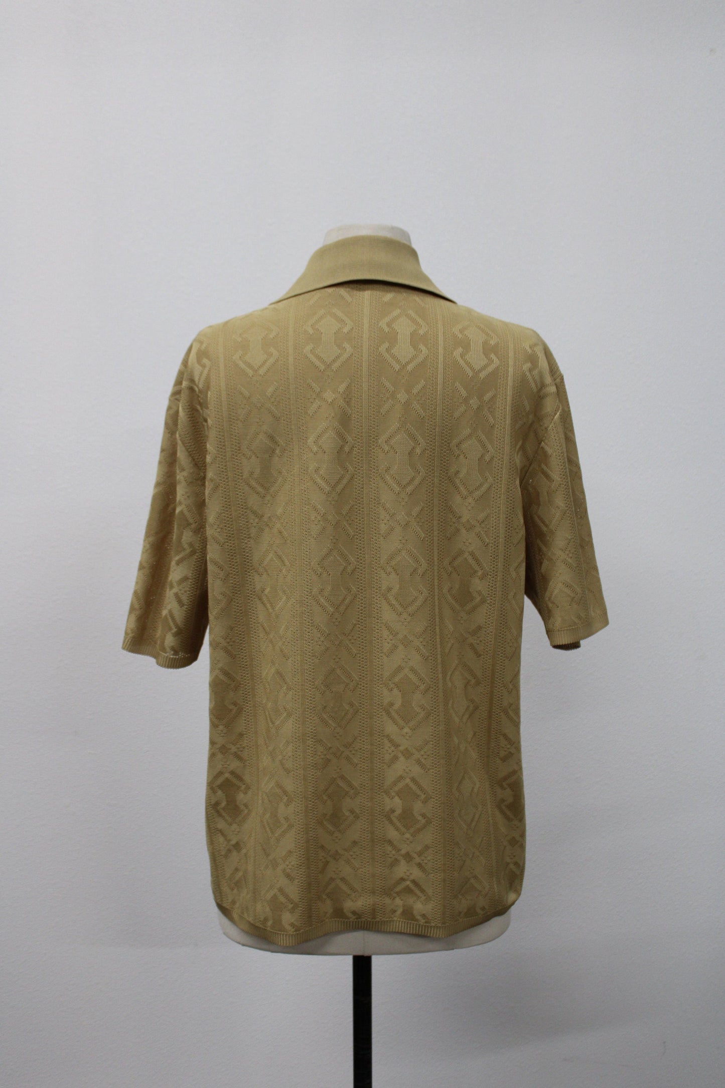 Vintage Collared Short Sleeve Polyester Shirt