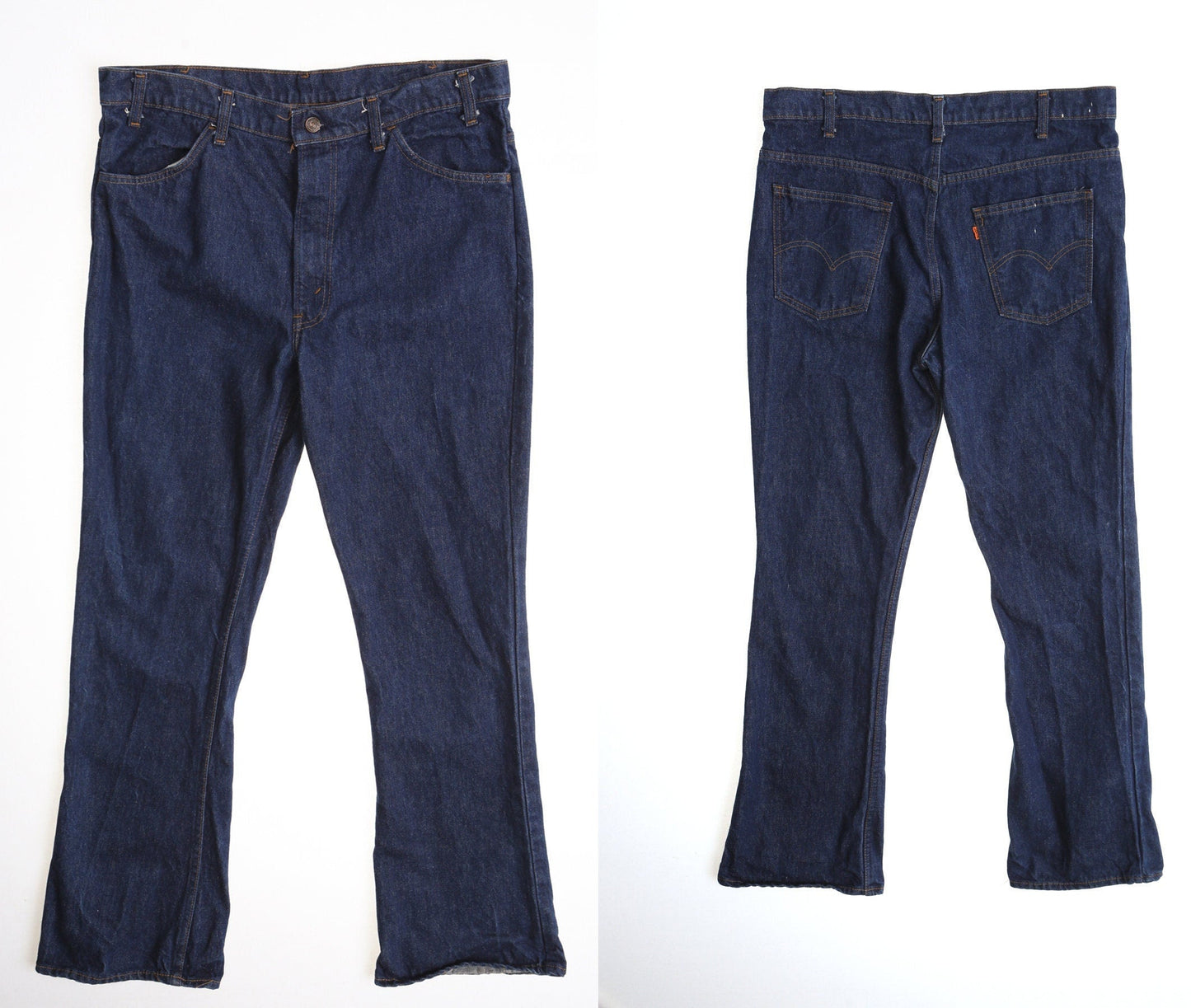 Vintage Levi's Bell Bottom Pants / Blue / dark Wash / Zipper Fly / Orange Tab / 1960s - 1970s