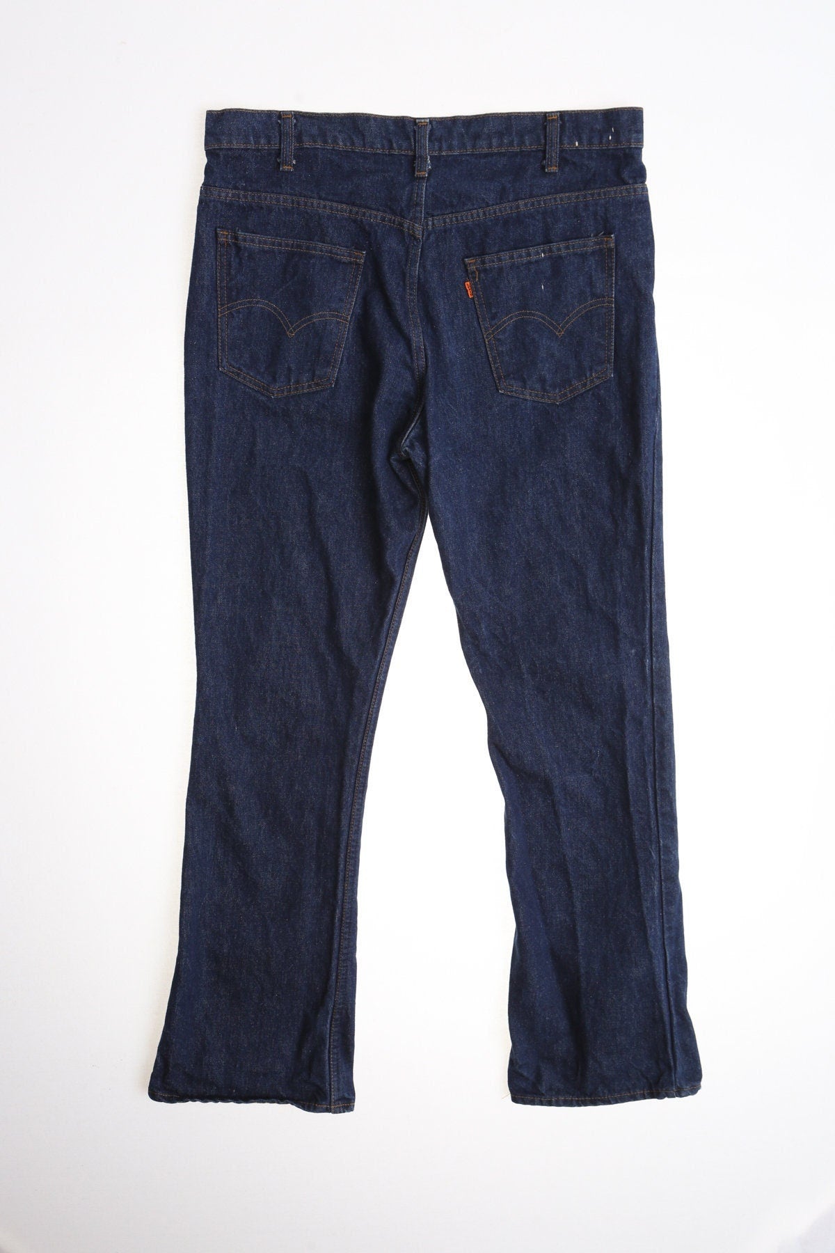 Vintage Levi's Bell Bottom Pants / Blue / dark Wash / Zipper Fly / Orange Tab / 1960s - 1970s
