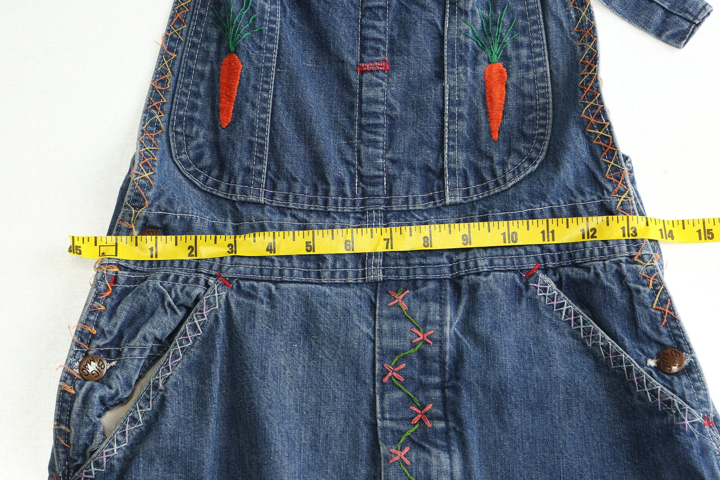 Vintage Denim Overalls / Big Mac / Embroidered / Carrots Embroidery / 1970s - 1980s