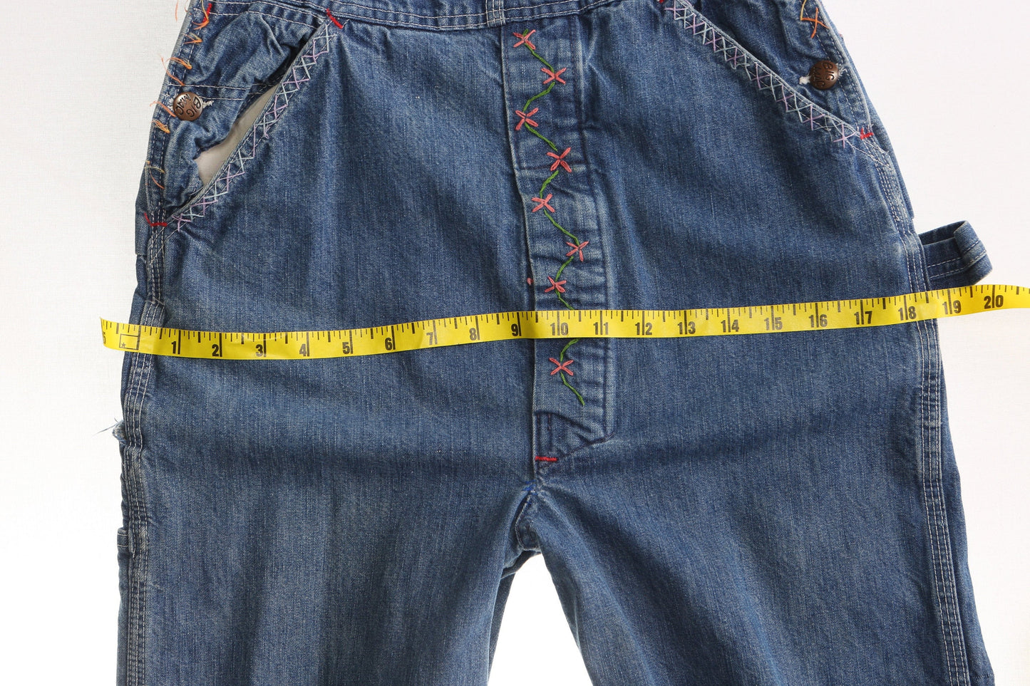 Vintage Denim Overalls / Big Mac / Embroidered / Carrots Embroidery / 1970s - 1980s