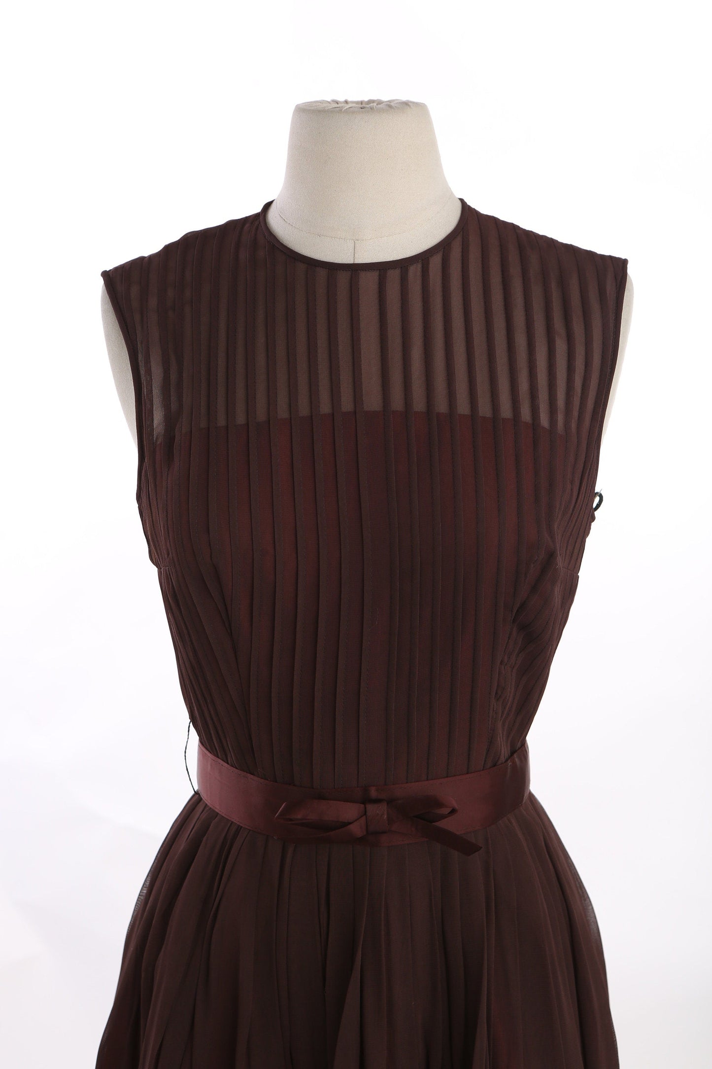 Vintage 1950s Brown Evening Sleeveless Dress