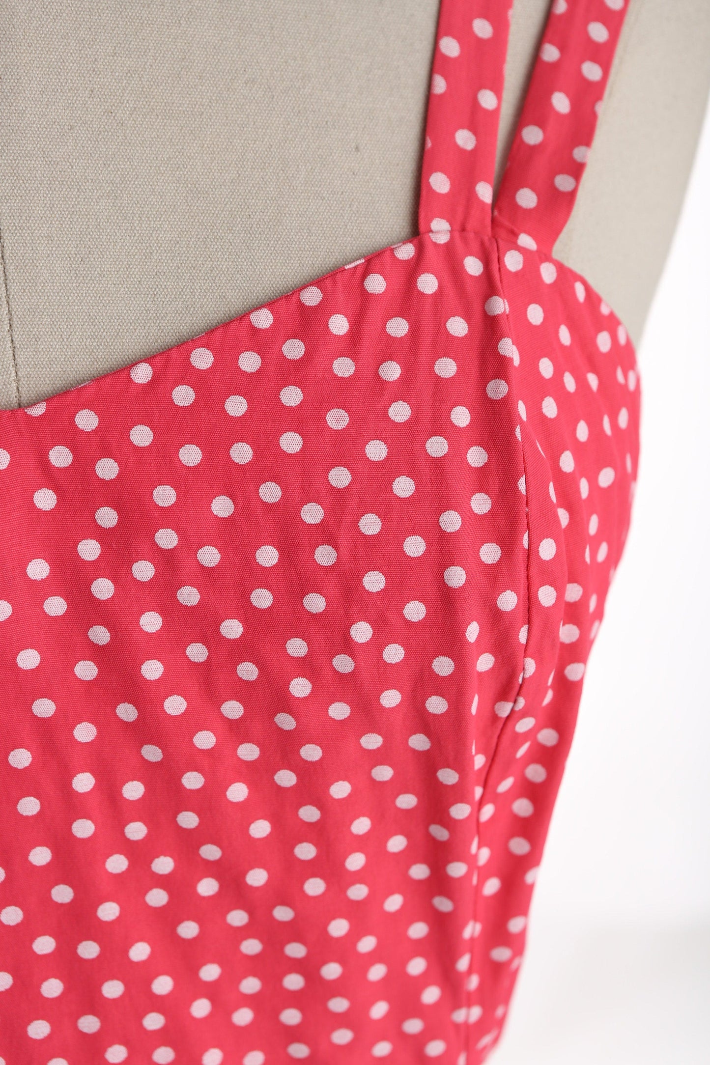 Vintage 90s Pink Summer Strap Polka Dot Dress by Byer Too / Made in USA / Vintage Size 7