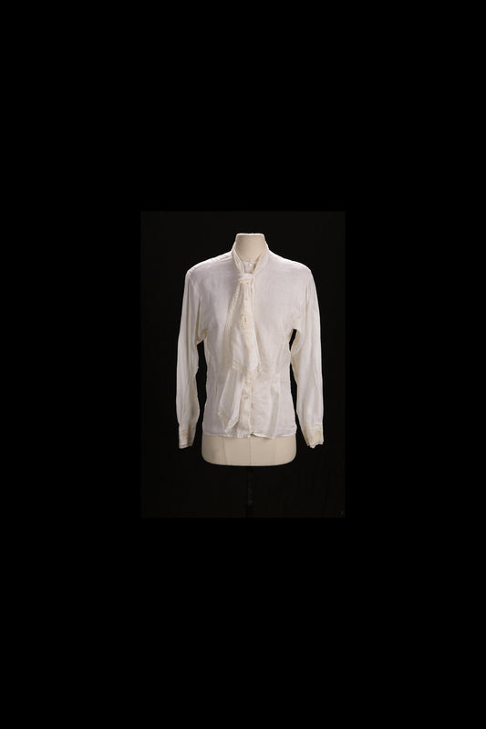 White Linen Casual Button Down Blouse
