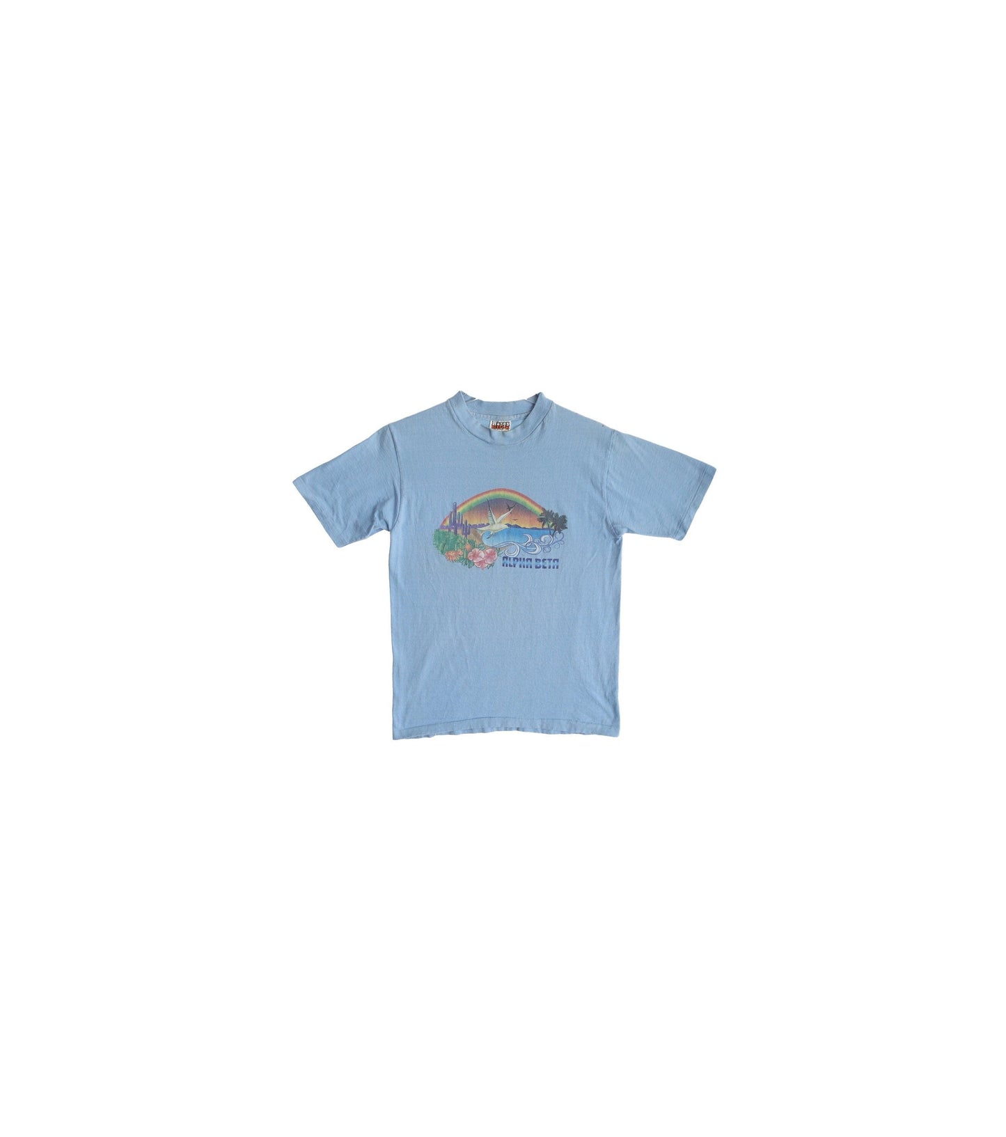 Vintage Hanes Blue Graphic T-shirt / Alpha Beta Beach Print