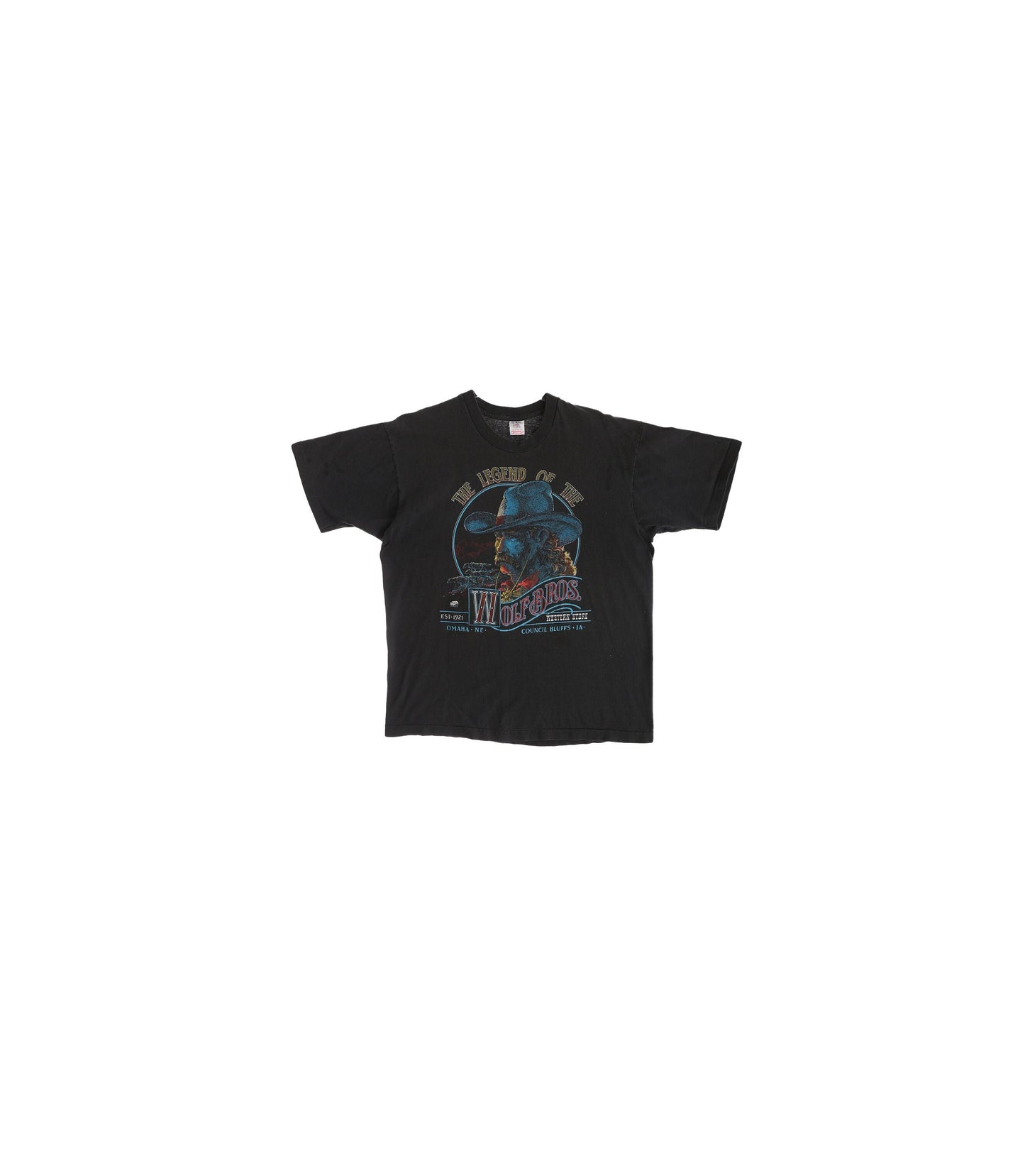 Vintage Western Graphic T-shirt / The Legend of the Wolf Bros / Council Bluffs