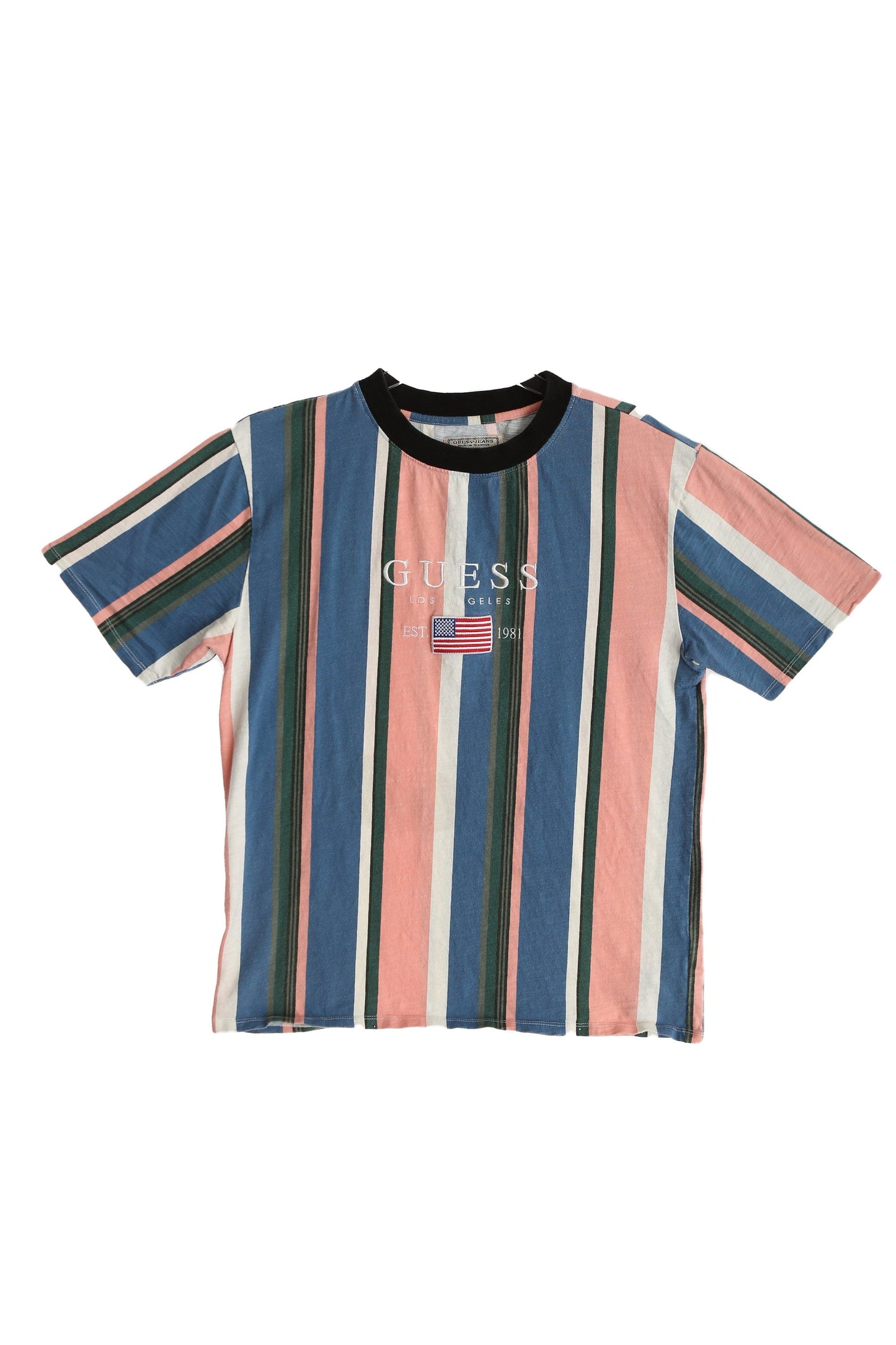 Vintage Guess Jeans Striped Graphic T-shirt / Era: 90s - Y2K