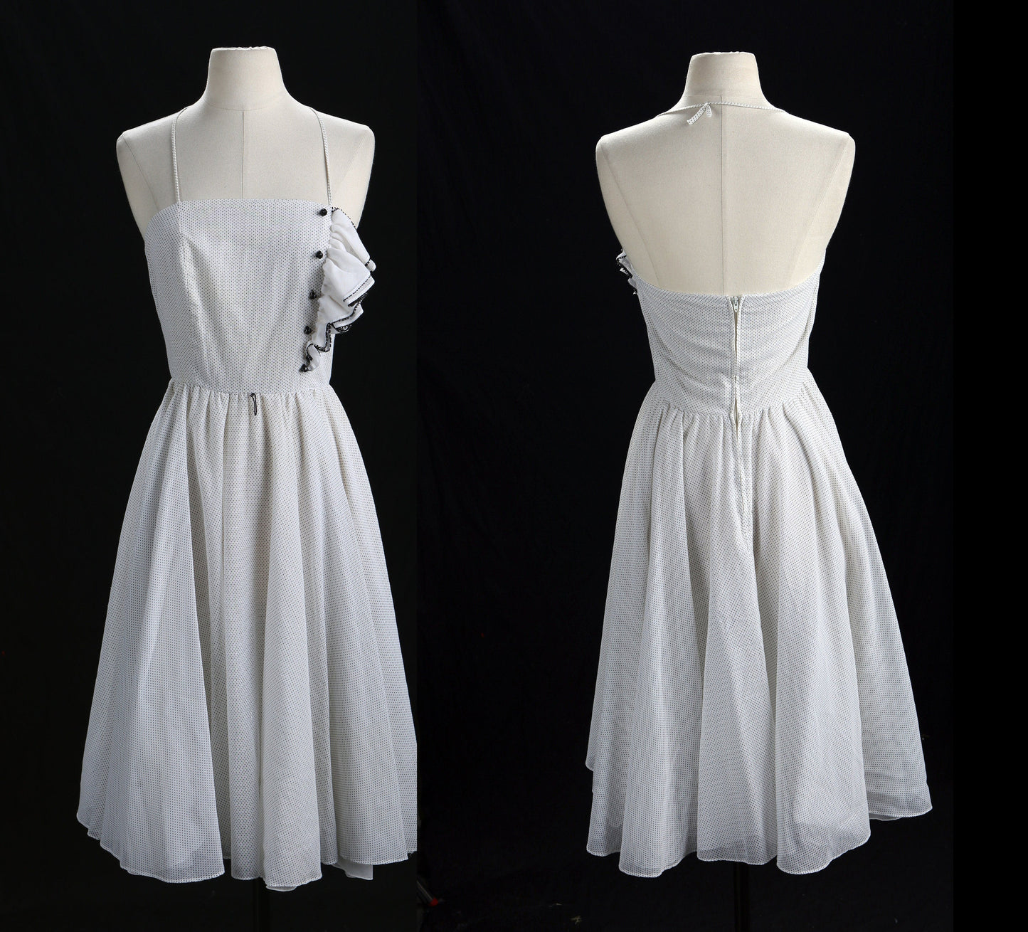 Polkadot White Summer Dress - Era 70's - 80's