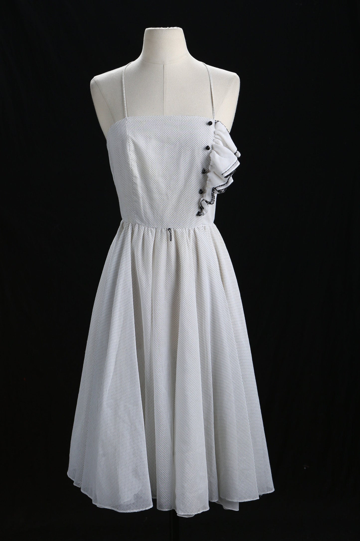 Polkadot White Summer Dress - Era 70's - 80's