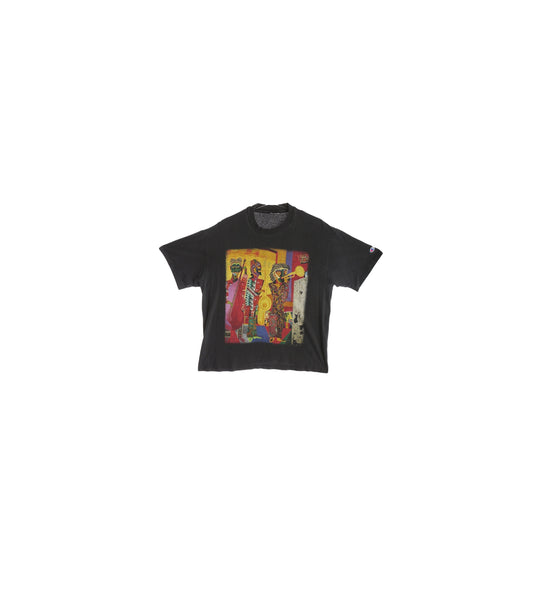 Vintage Abstract Print Black Graphic T-shirt