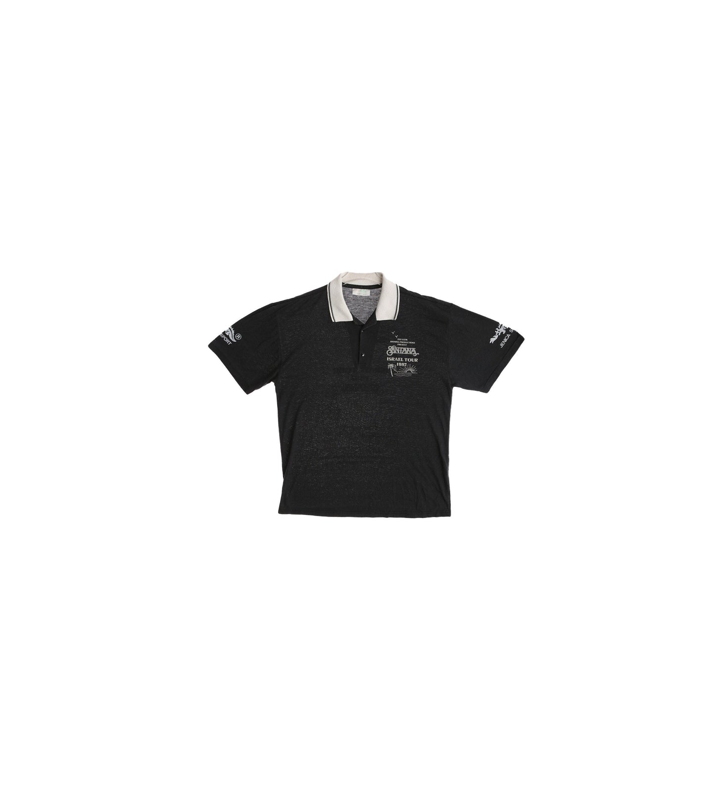 Vintage Black Polo Shirt with Rare Carlos Santana Israel Tour 1987