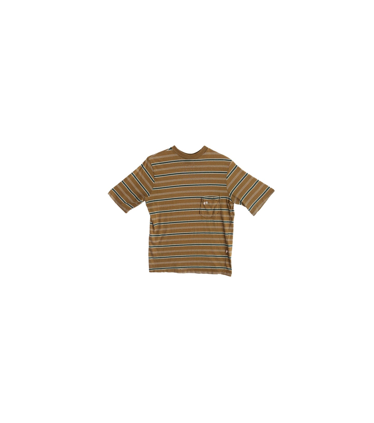 Vintage Hang Ten Brown Striped T-shirt / Estimated Era: 70s - 80s