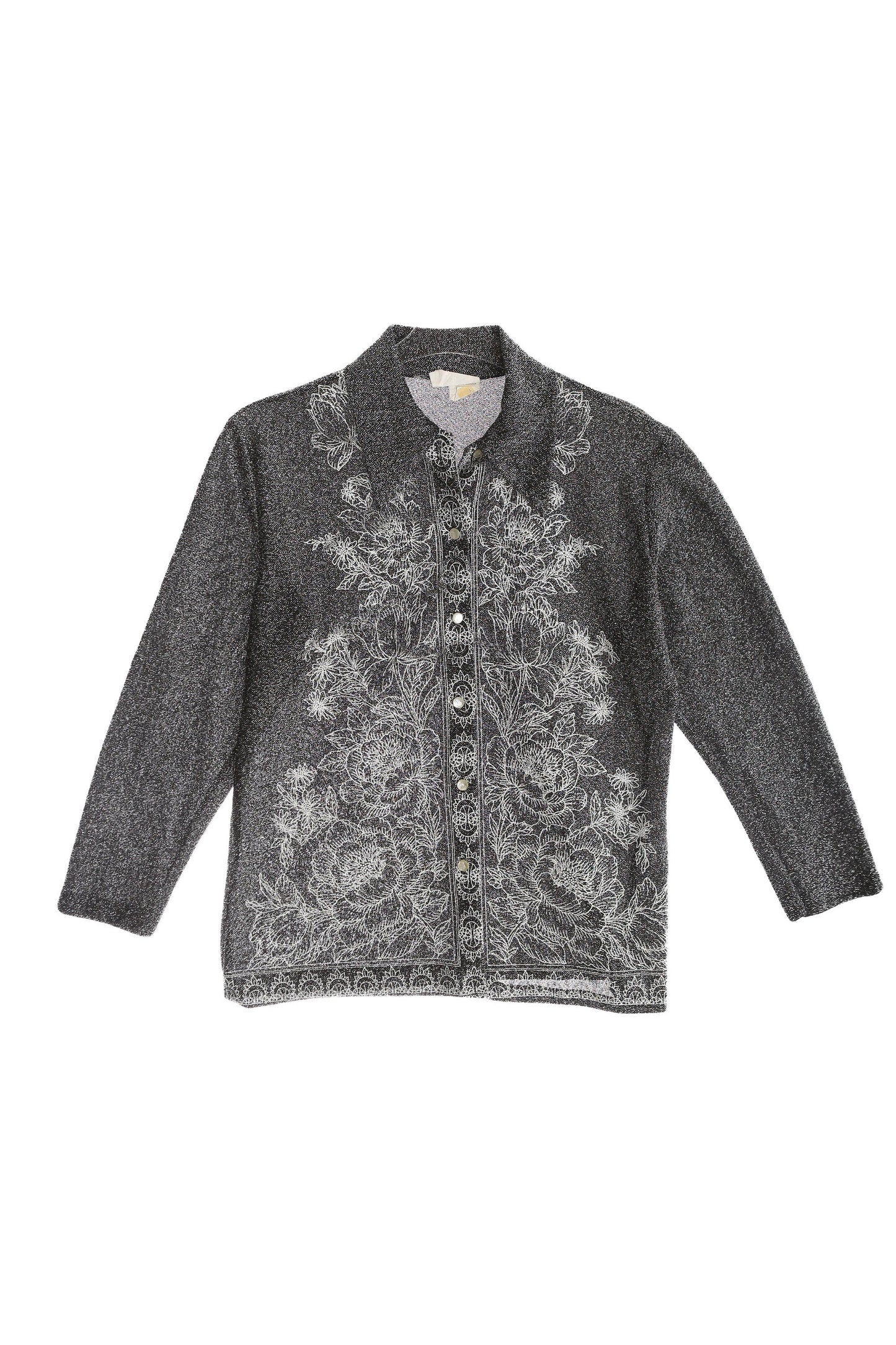 70s Black Polyester Button Up Blouse