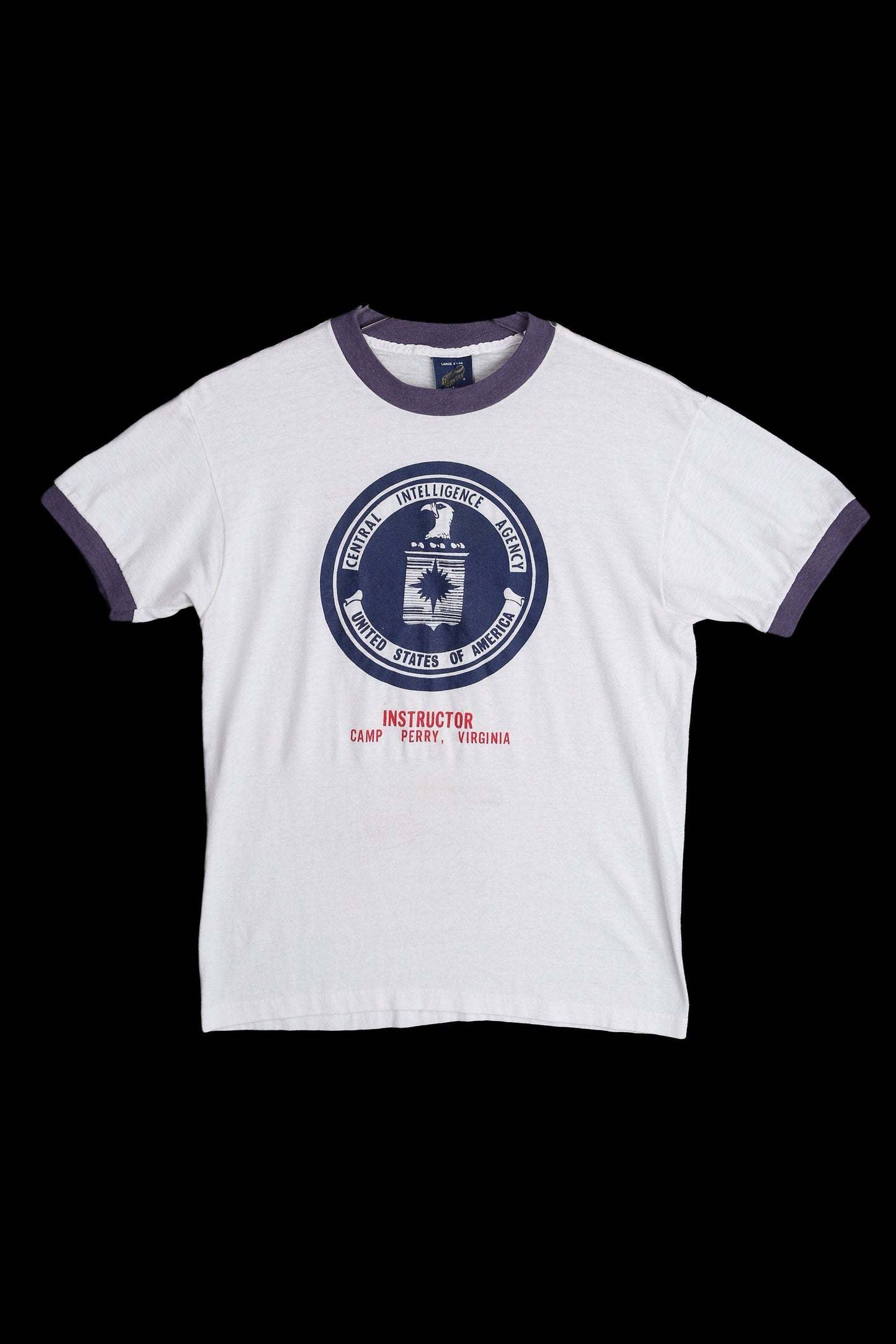 Vintage CIA Instructor White Ringer T-shirt Estimated Era 1970's - 1980's - Sneakers Labe - Made in USA