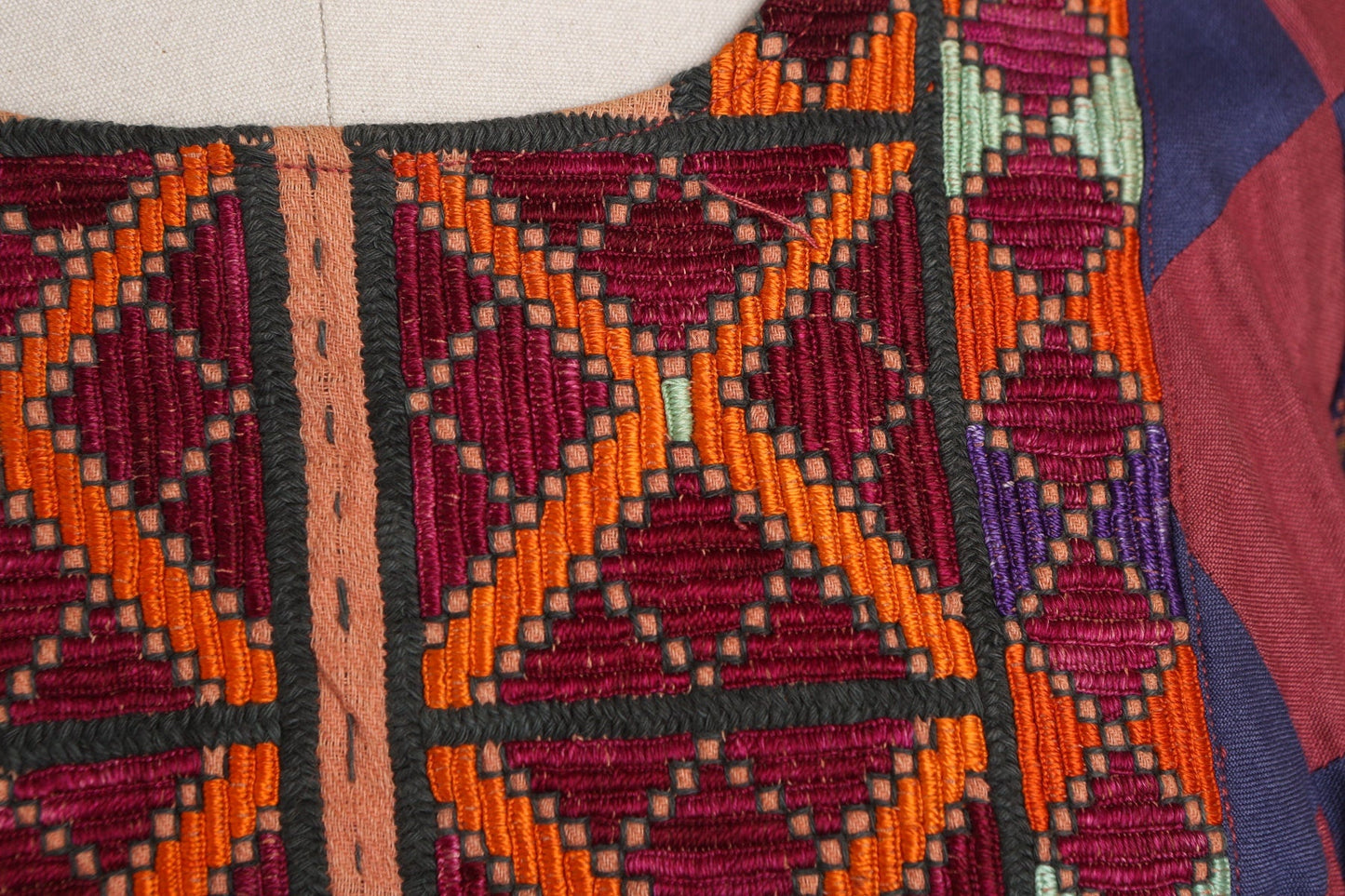Vintage Ethnic Dress with Floral Print and Embroidered Designs