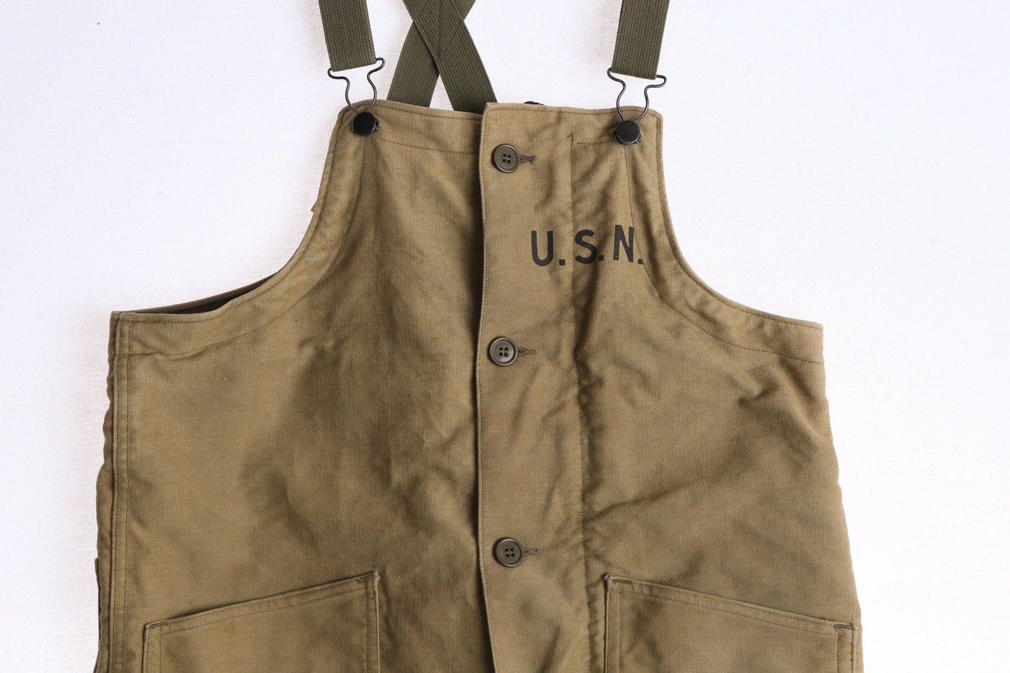 Vintage USN Military Green Canvas Insulated Overalls