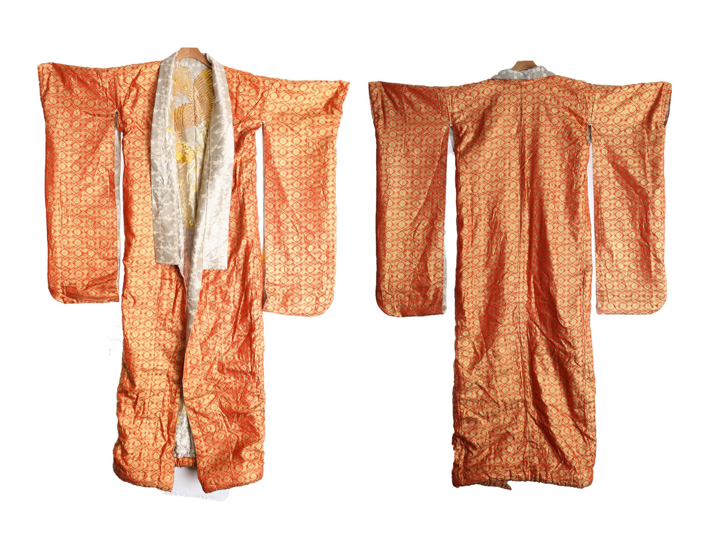 Vintage Kimono Robe with Peacock Embroidery