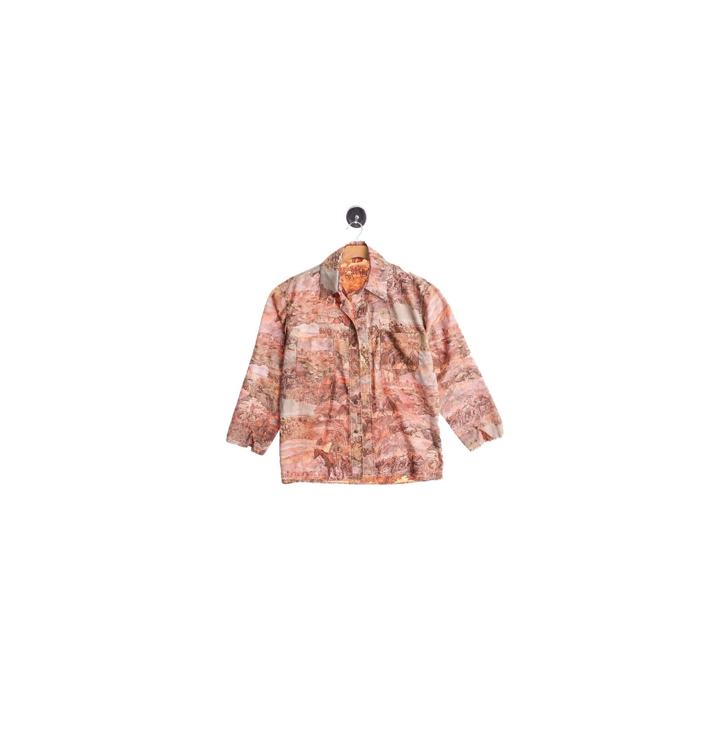 70s Men Western Graphic Button Up Shirt