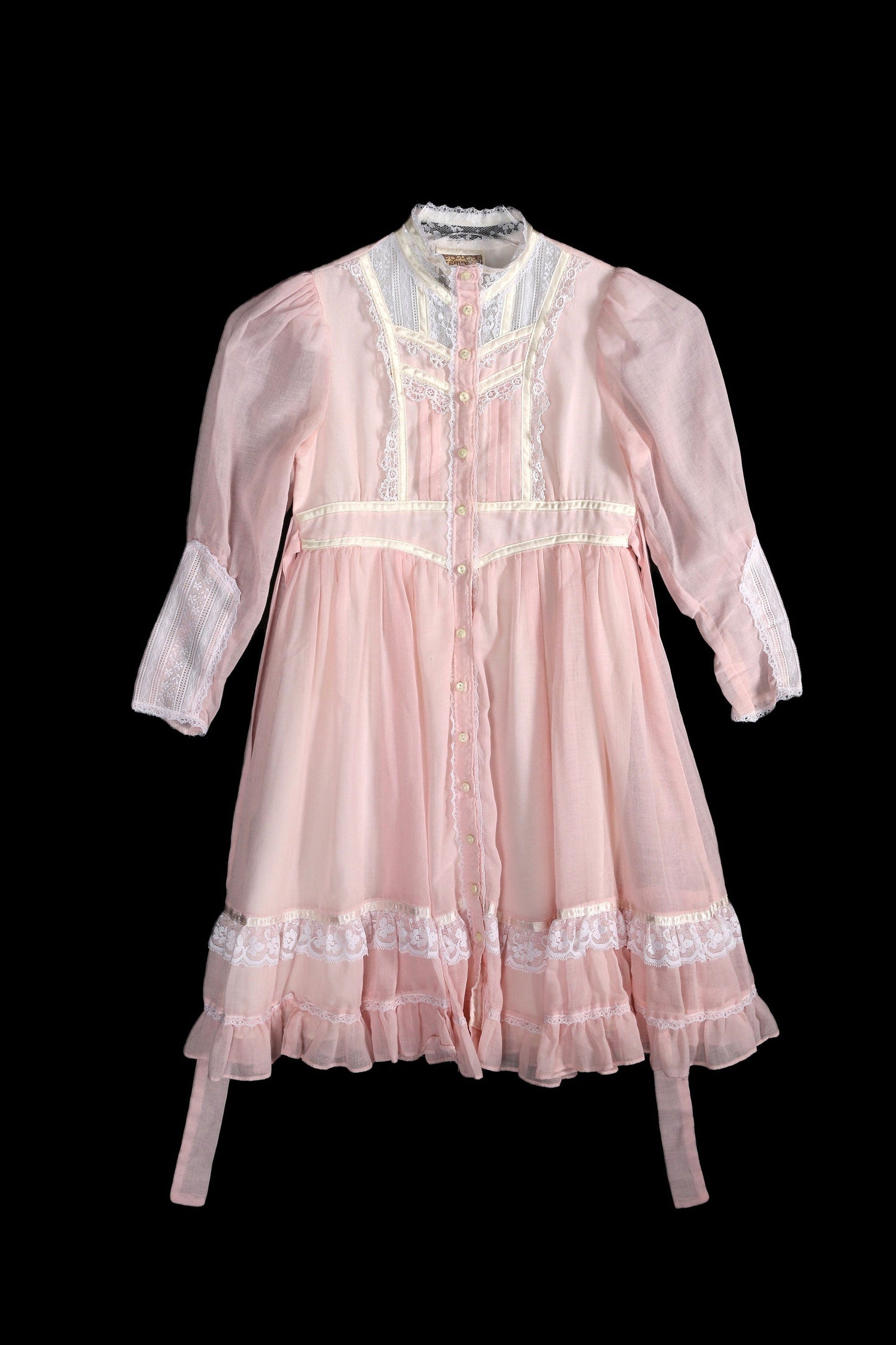 Vintage Gunne Sax Dress / Made in USA / Vintage Size 8 / Pink / Long Sleeve / Waist Belt