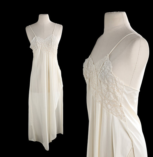 Vintage White Slip Dress - Nightgown Strap Dress