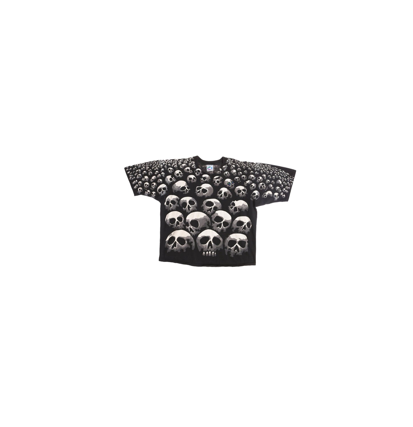 1992 Liquid Blue Black Skulls Graphic T-shirt by Chris Pinkerton