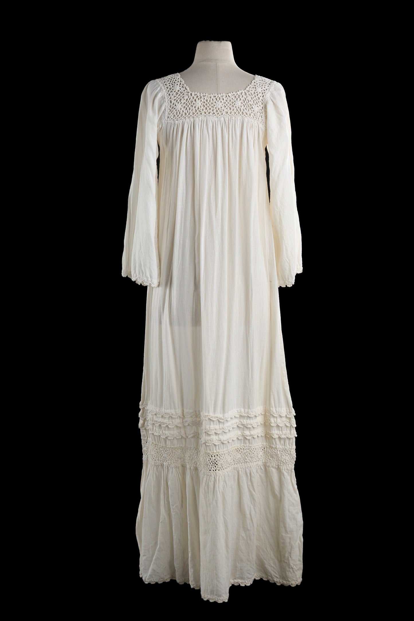 Vintage White Blouson Dress Muumuu - Estimated Era 1970's - 1980's