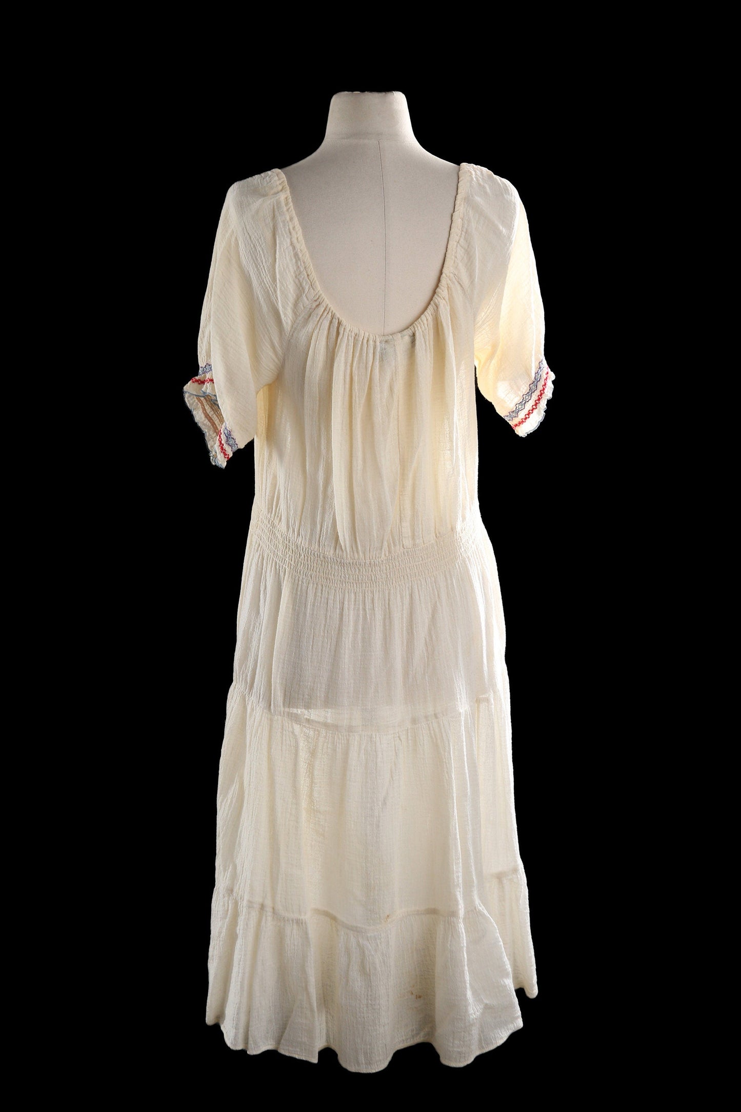 Vintage White Boho Dress - Estimated Era 1970's - 1980's