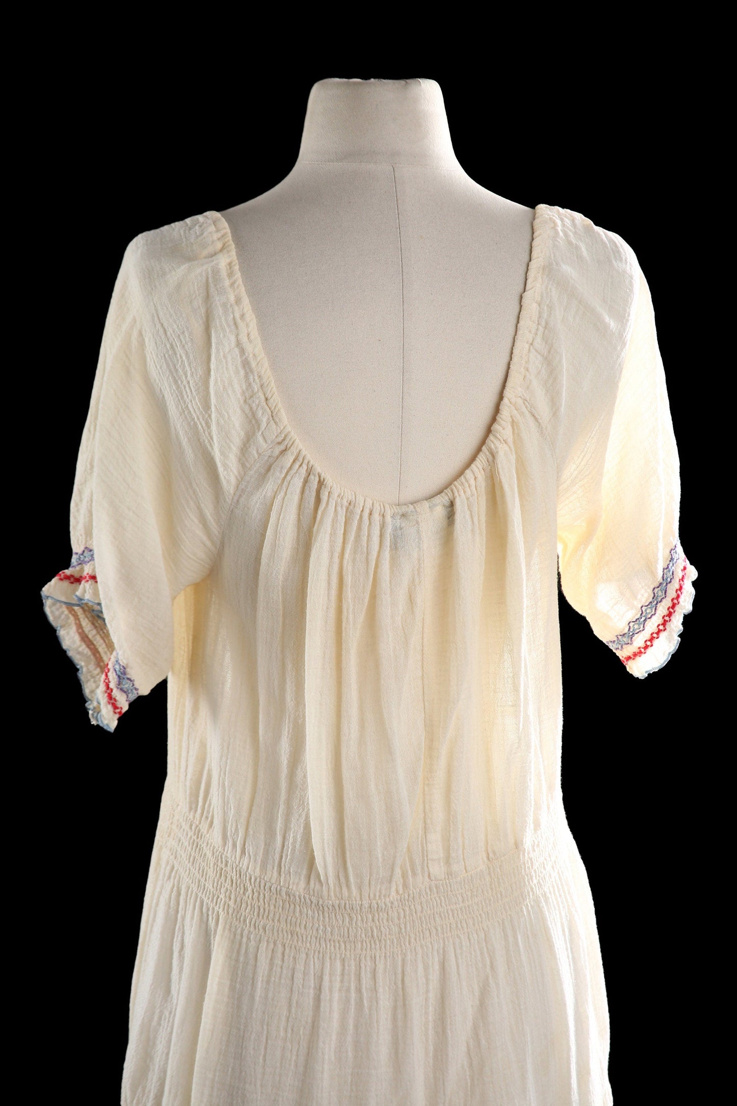 Vintage White Boho Dress - Estimated Era 1970's - 1980's