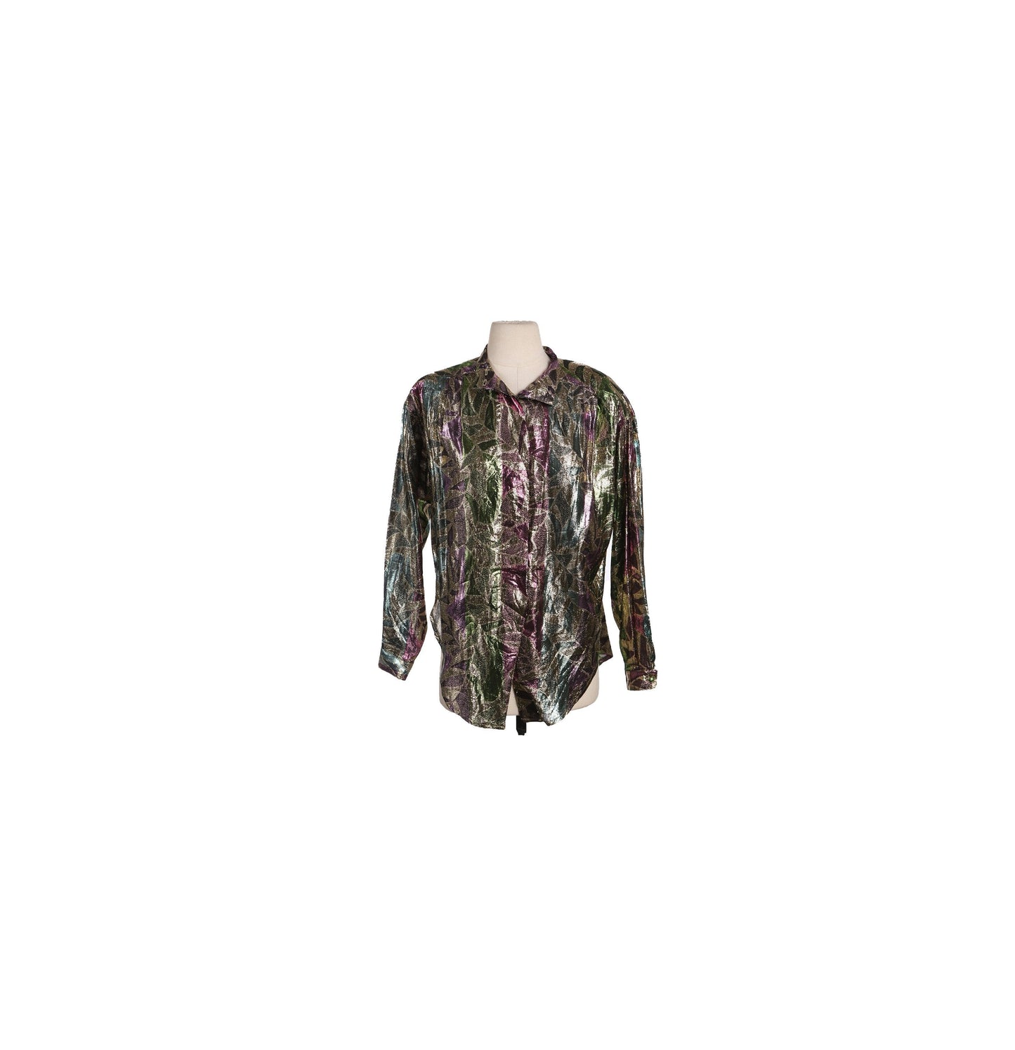 Vintage Metallic Top with Leaves Designs by LATC Los Angeles Top Co. from 70s - 80s