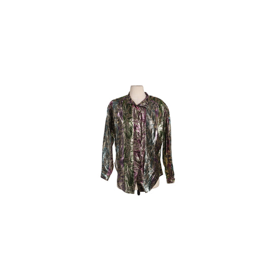 Vintage Metallic Top with Leaves Designs by LATC Los Angeles Top Co. from 70s - 80s