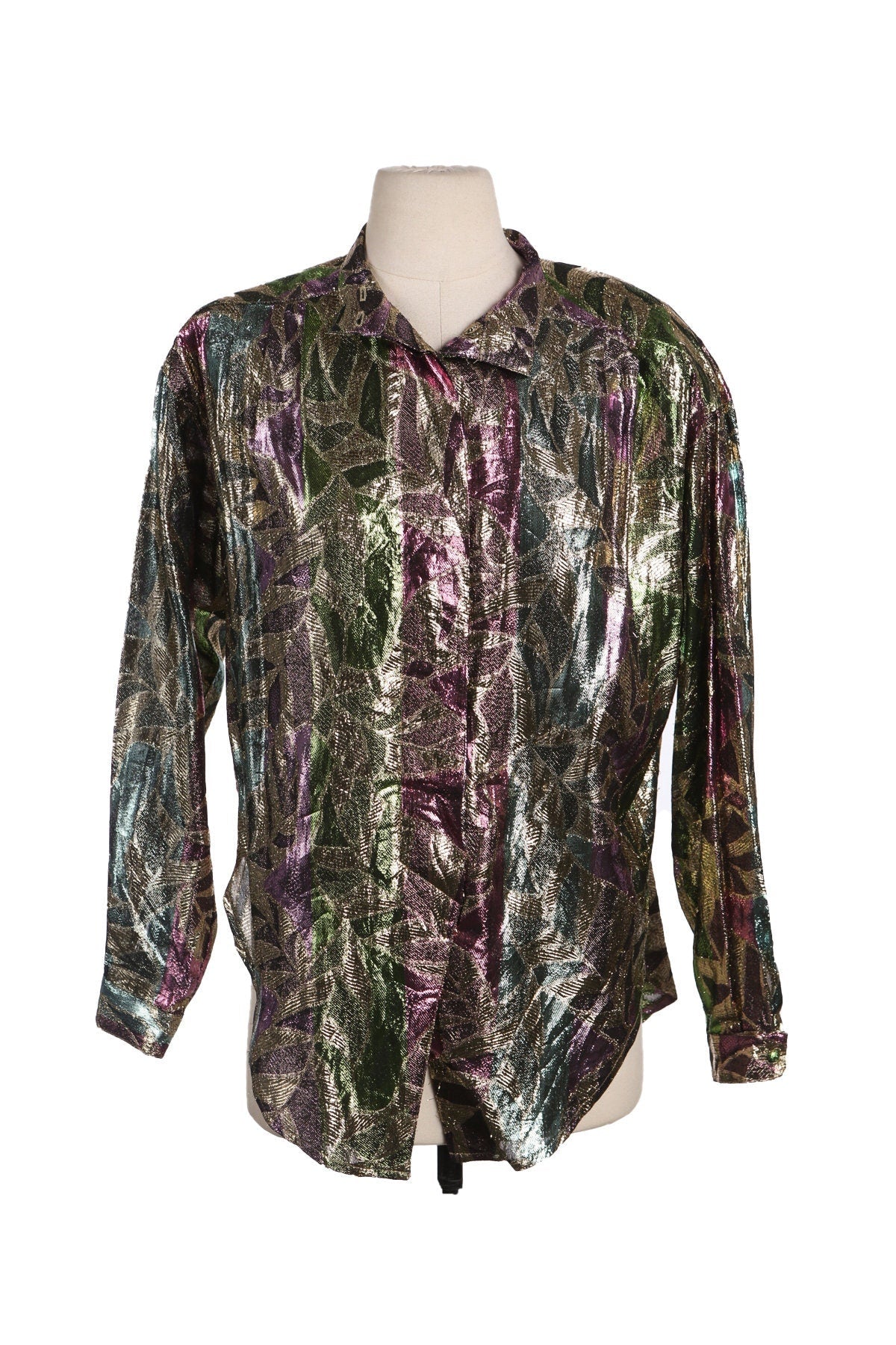 Vintage Metallic Top with Leaves Designs by LATC Los Angeles Top Co. from 70s - 80s