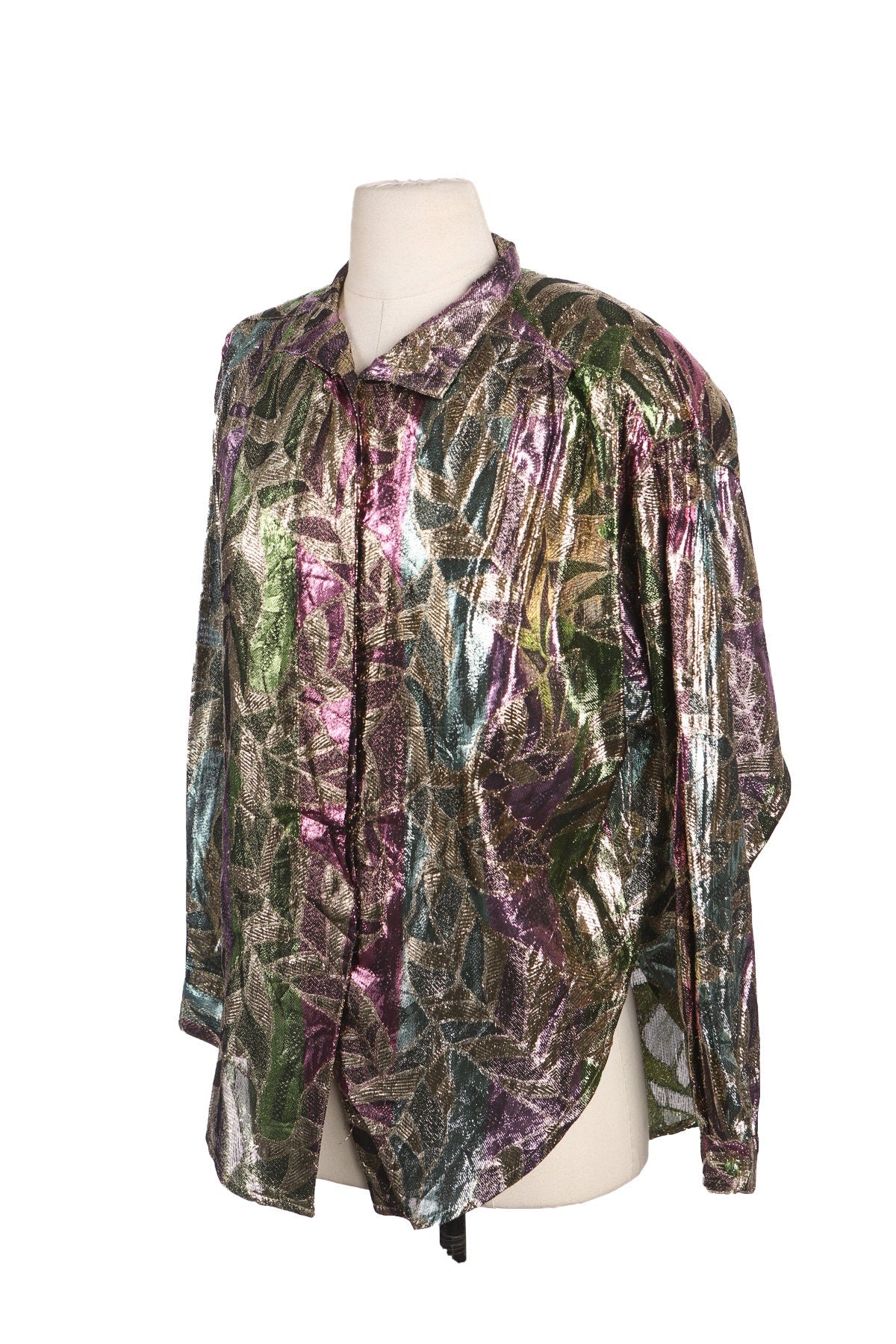 Vintage Metallic Top with Leaves Designs by LATC Los Angeles Top Co. from 70s - 80s