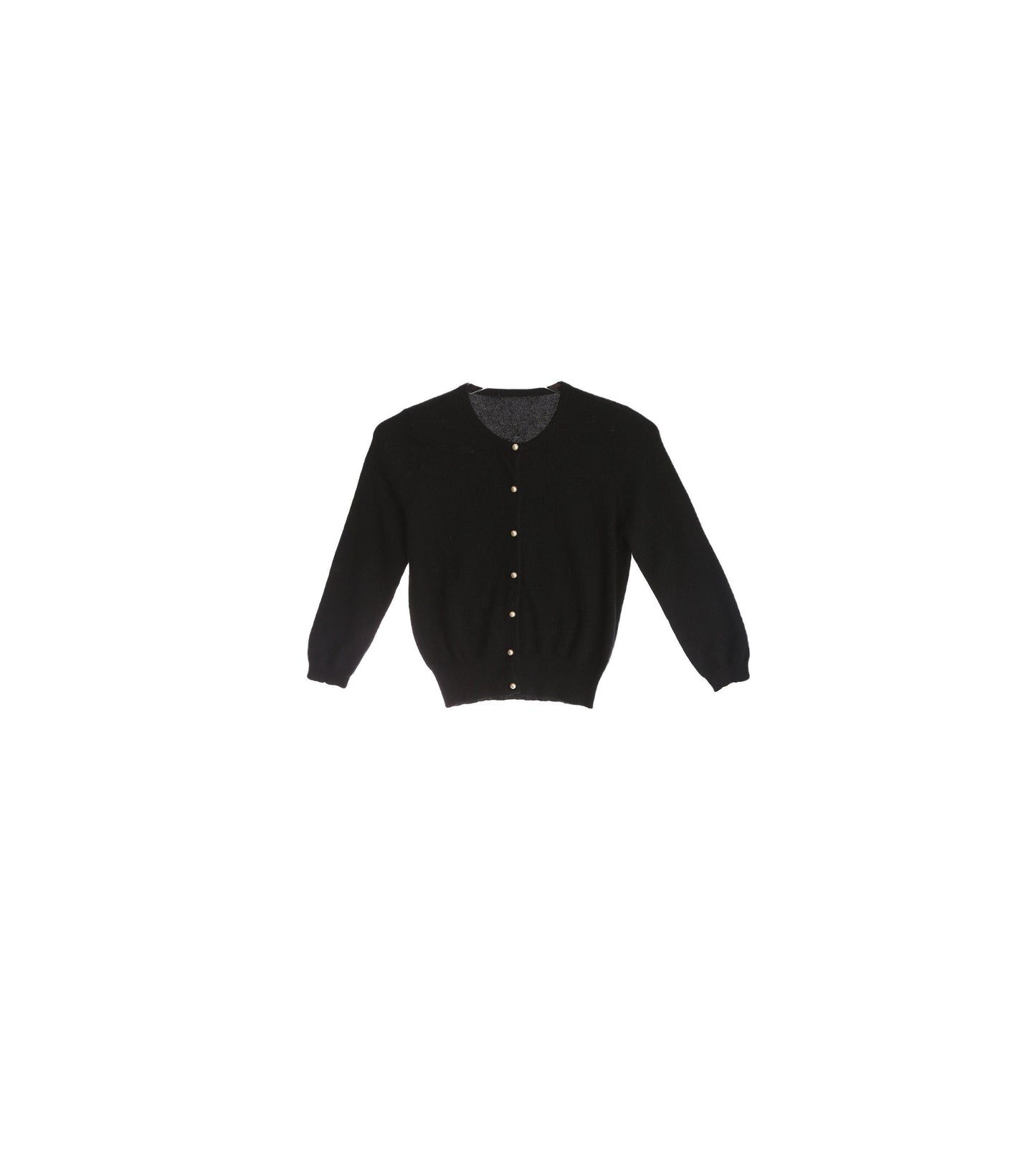 Vintage Women's Black Cardigan Sweater with Faux Pearl Buttons