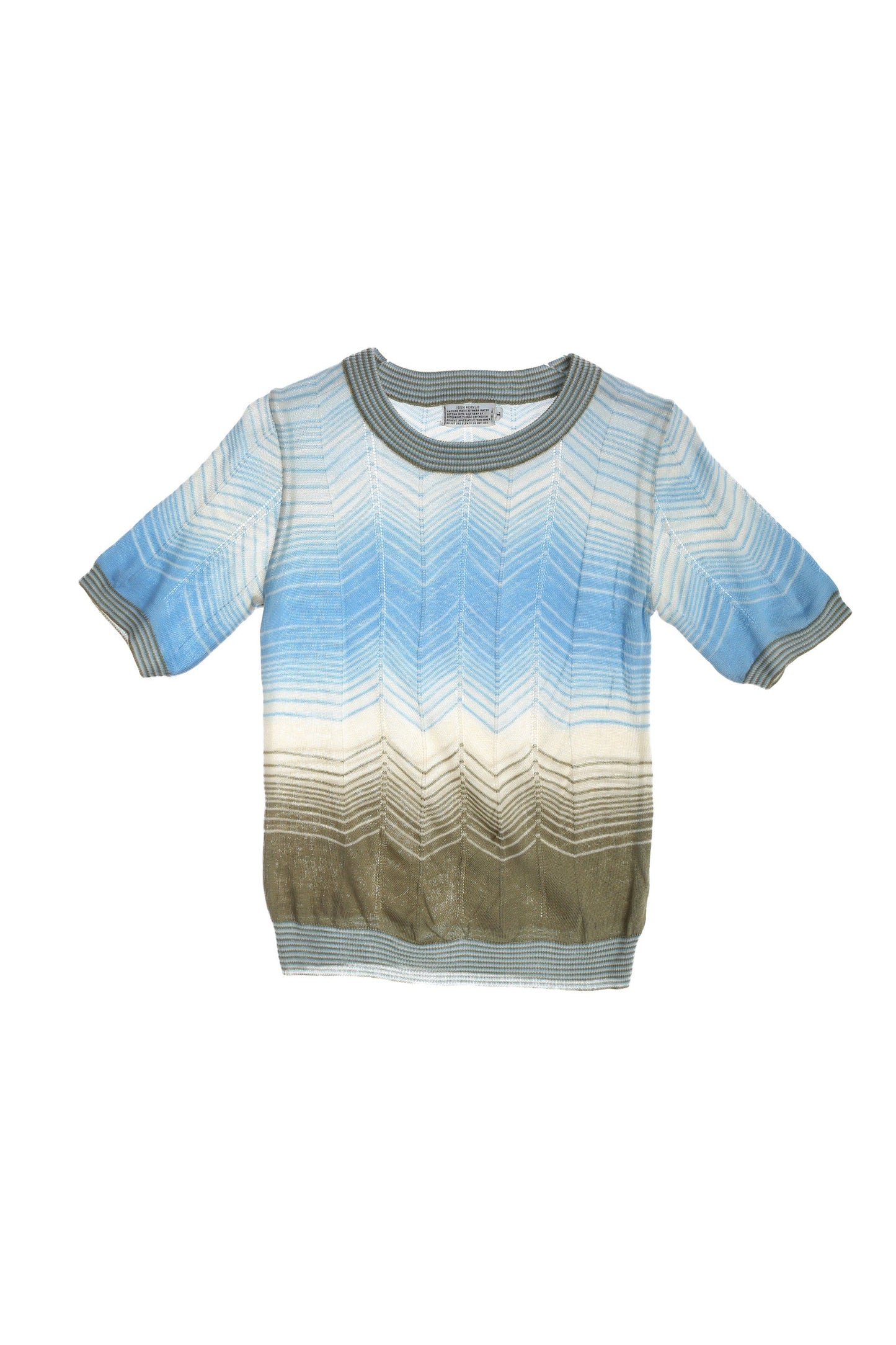 80s Women Crew Neck Acrylic Top / Multicolored / Striped