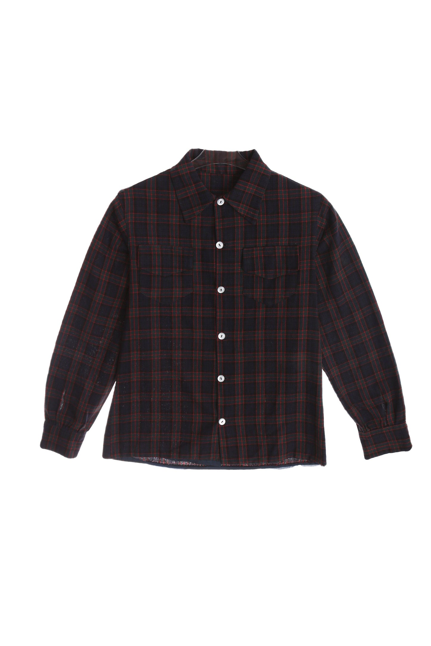 Vintage Women's Blue Plaid Shirt / Era 40s - 50s