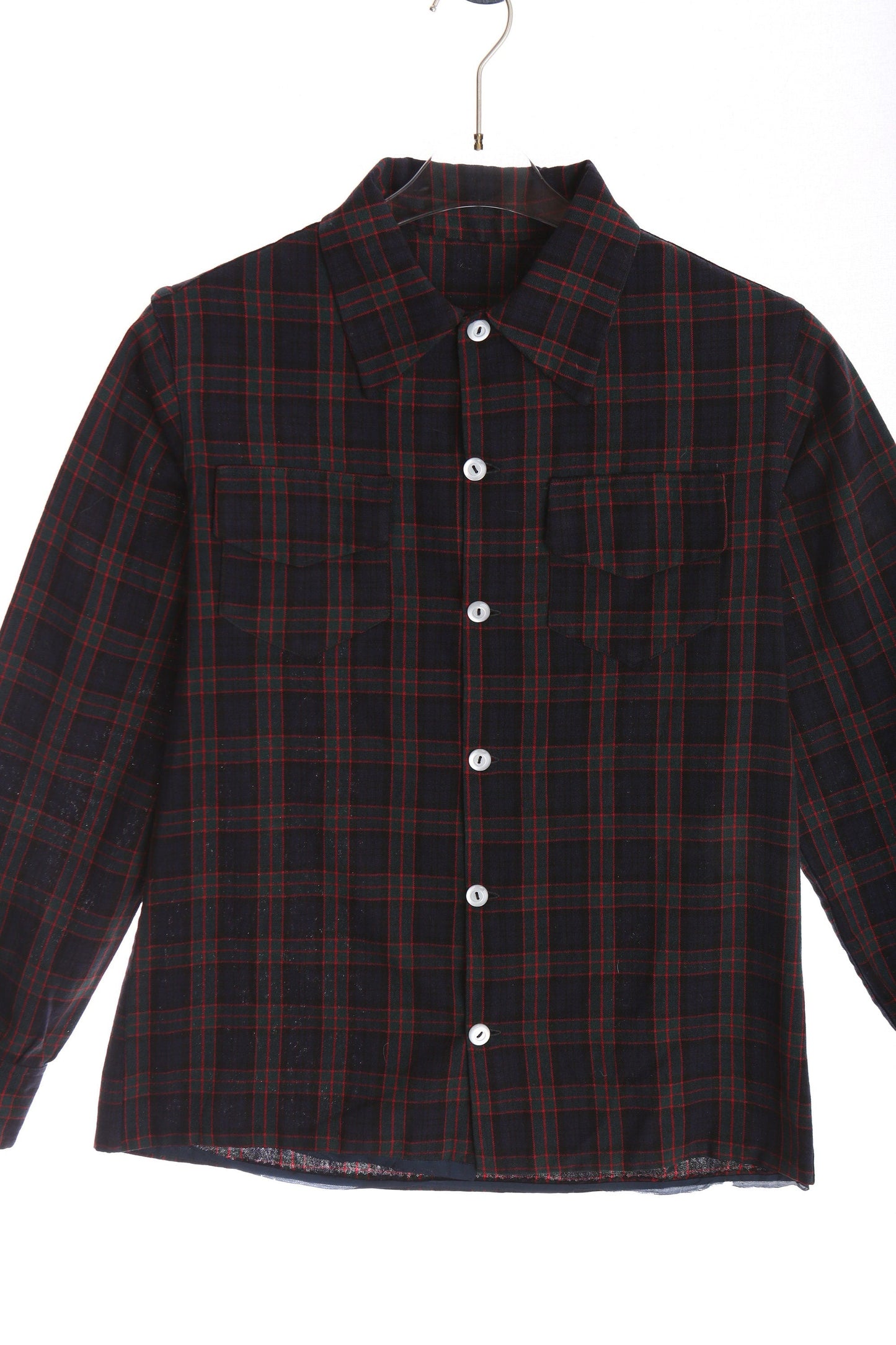 Vintage Women's Blue Plaid Shirt / Era 40s - 50s