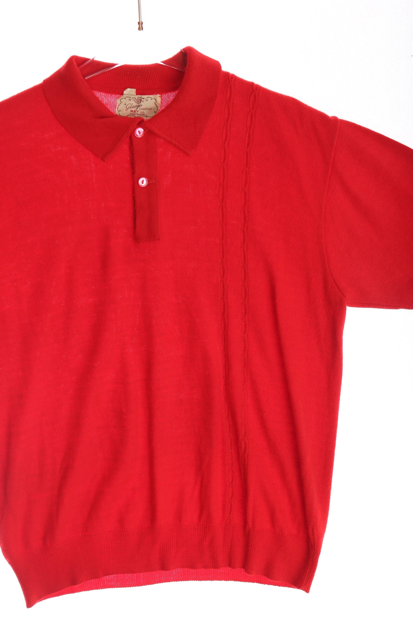 Vintage Men Red Polo Shirt by Glasgo May Co. / Estimated era: 50s - 60s