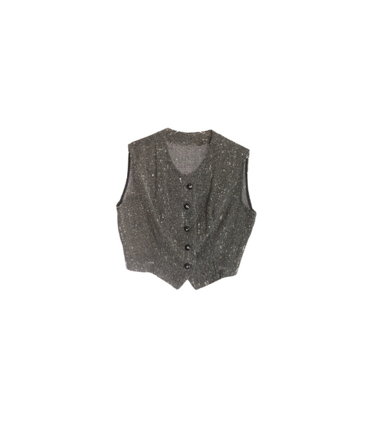 Vintage Women's Black Casual Vest / Estimated Era 60s - 70s