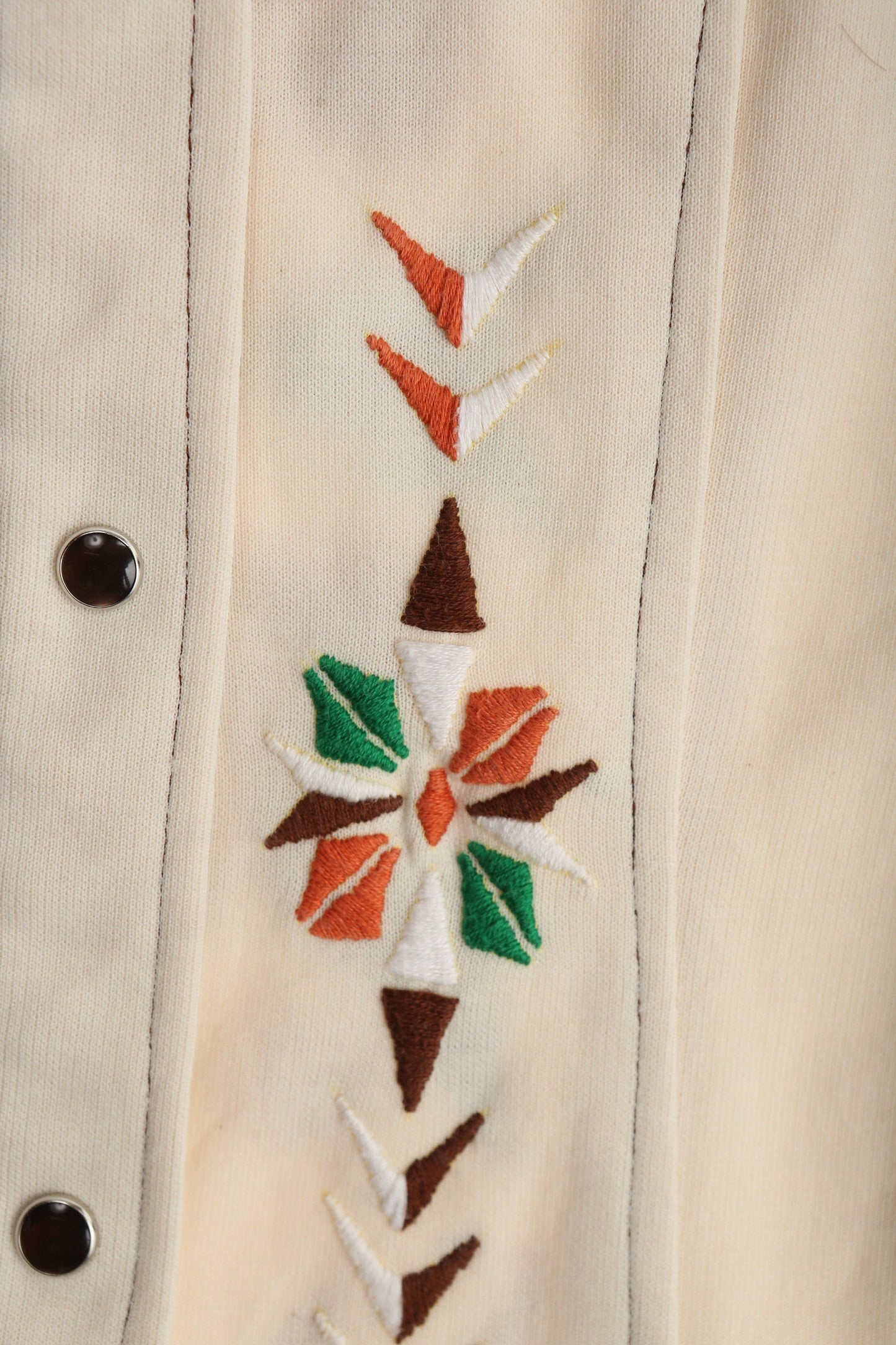 70s Women Poly Top with Embroidered Details
