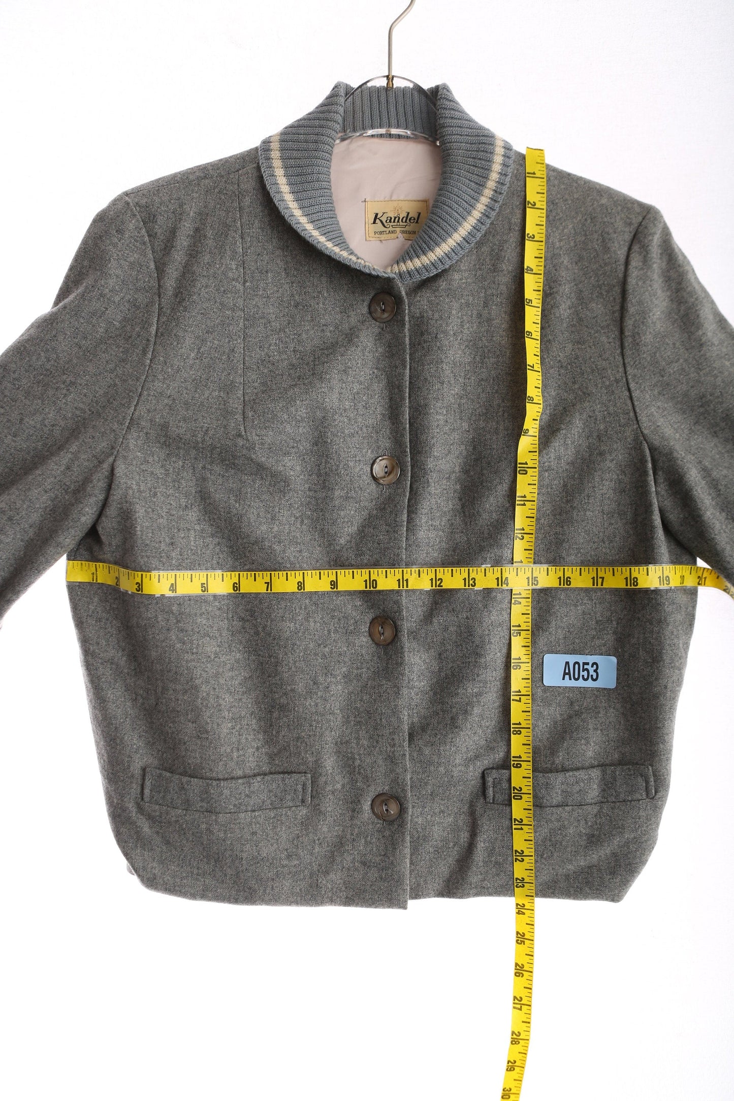 Vintage Women Gray Varsity Jacket by Kandel / Era 1950's - 1960's