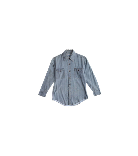 Vintage Men Blue Button Up Shirt - Era 1970's - 1980's