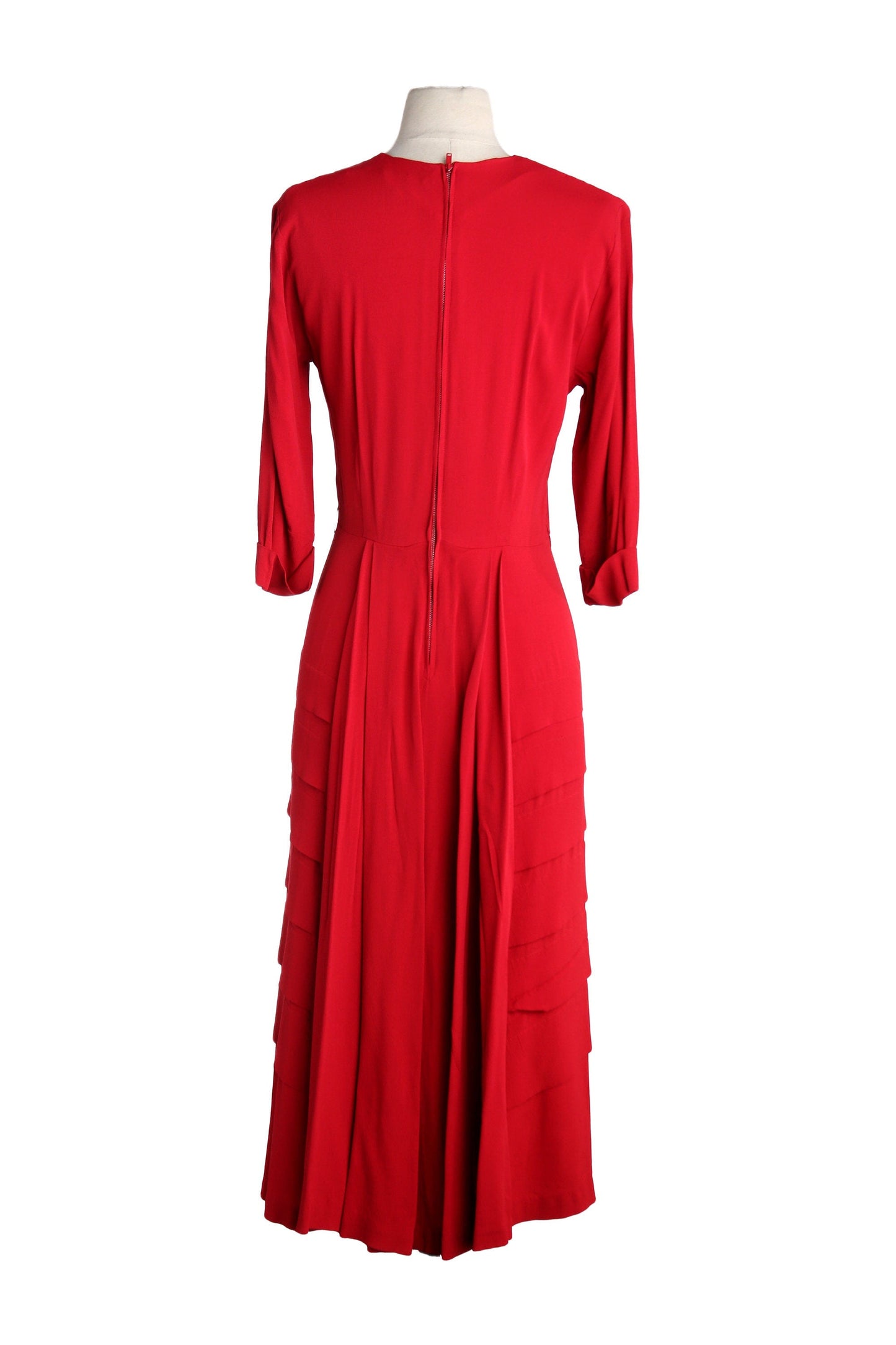 1940s Women Red Evening Dress