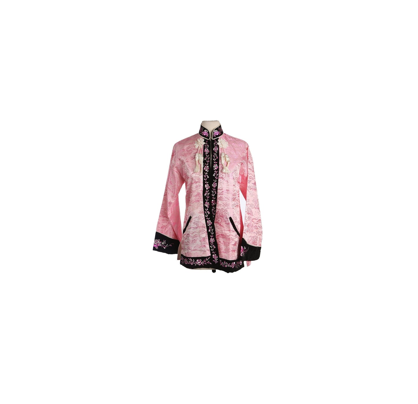 Vintage Cheongsam Jacket - Pink Floral Embroidery