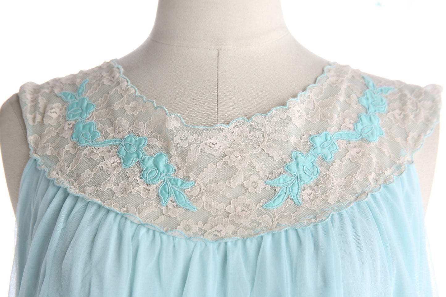 Vintage Women's Blue Nightgown Sleeveless Dress - Estimated Era 1970's - 1980's