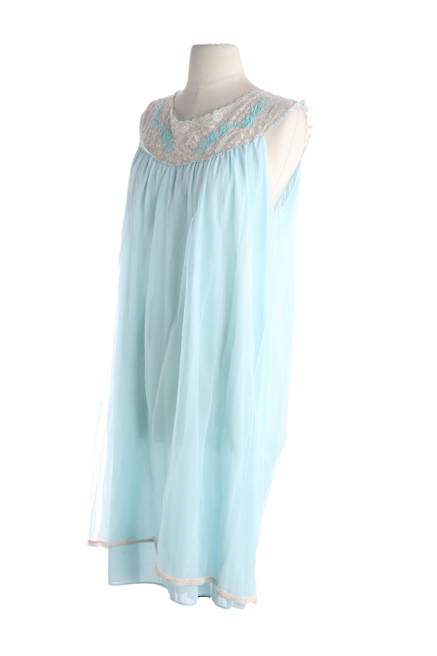 Vintage Women's Blue Nightgown Sleeveless Dress - Estimated Era 1970's - 1980's