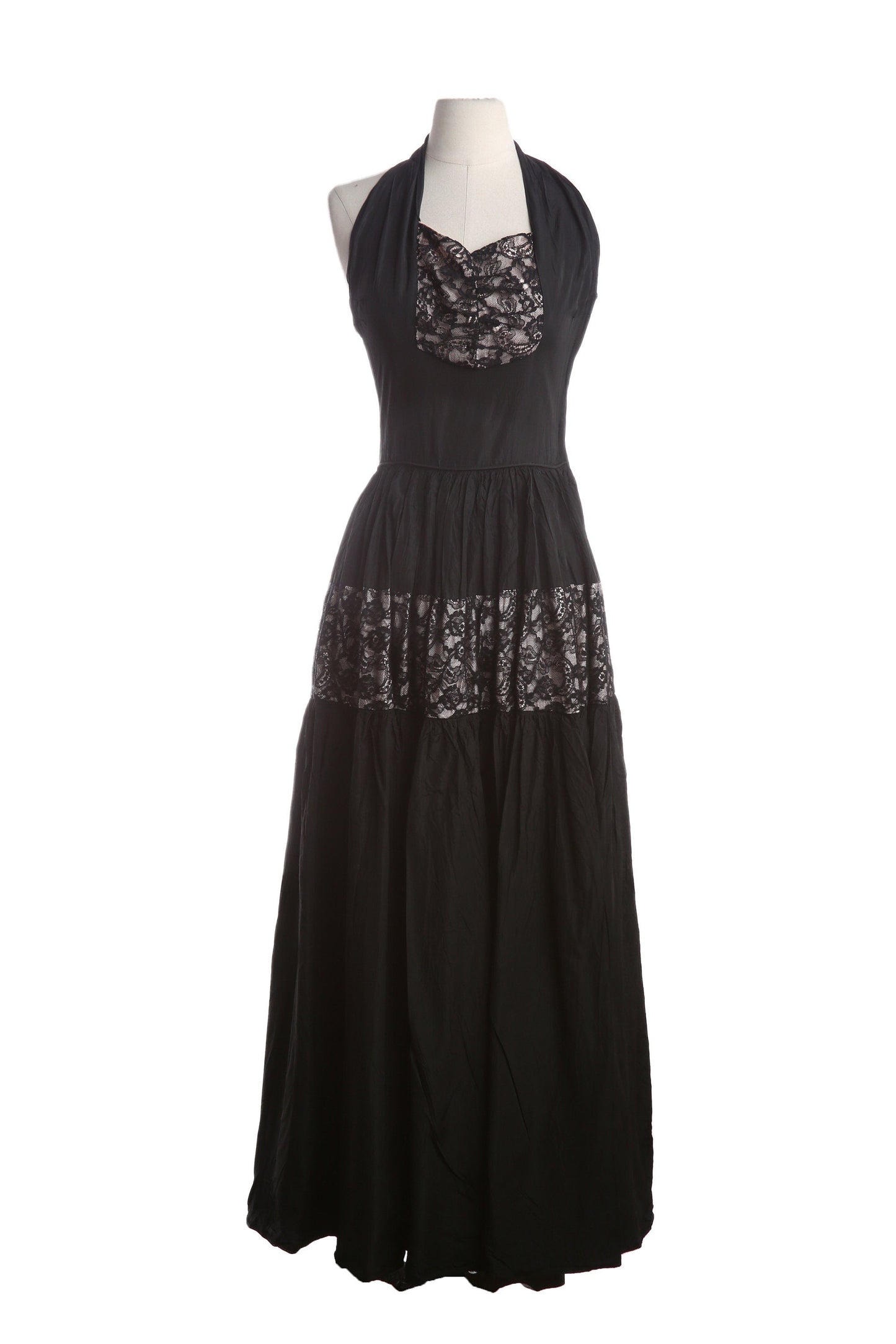 1940s Women's Black Evening Halter Dress