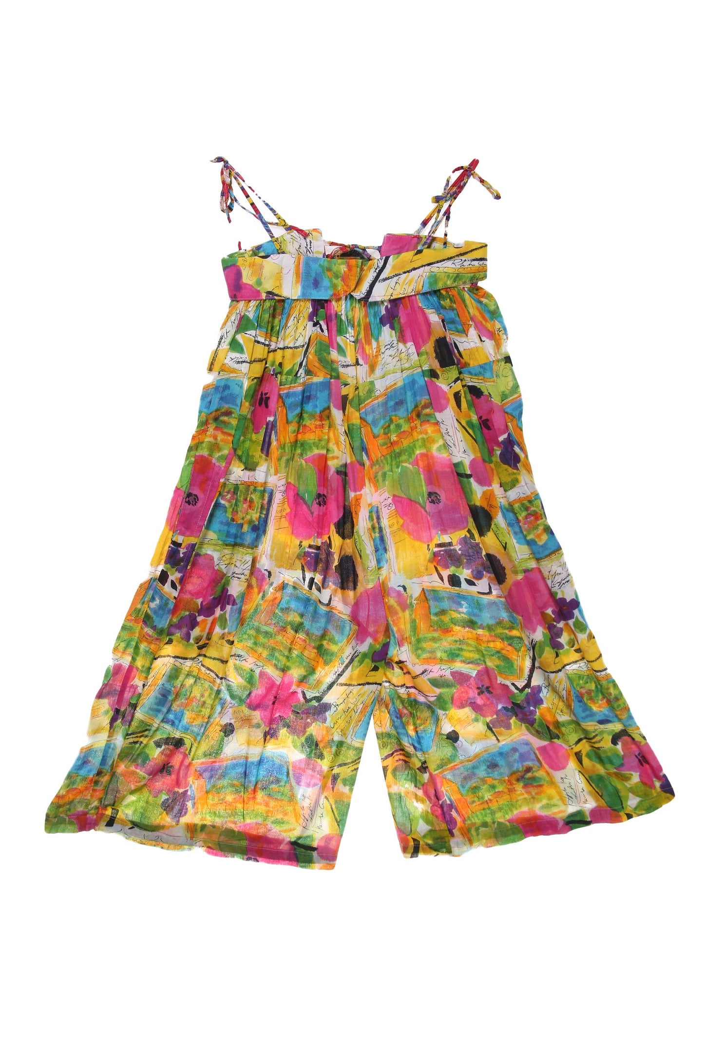 Vintage Women's Floral Print Sleeveless Summer Cotton Jumpsuit
