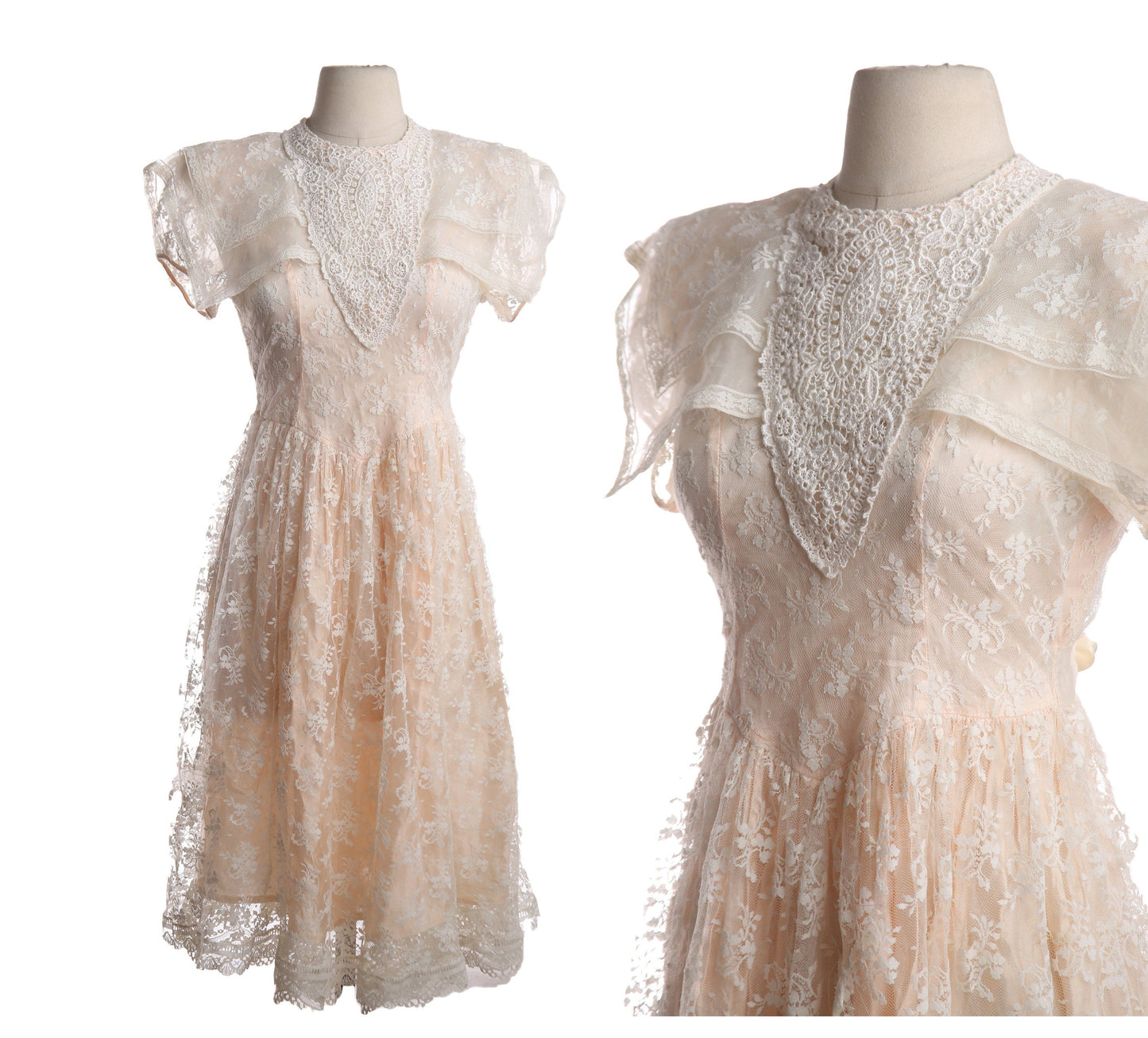 Vintage Gunne Sax Dress / 1990s / Lace / Sleeveless / Floral Pattern