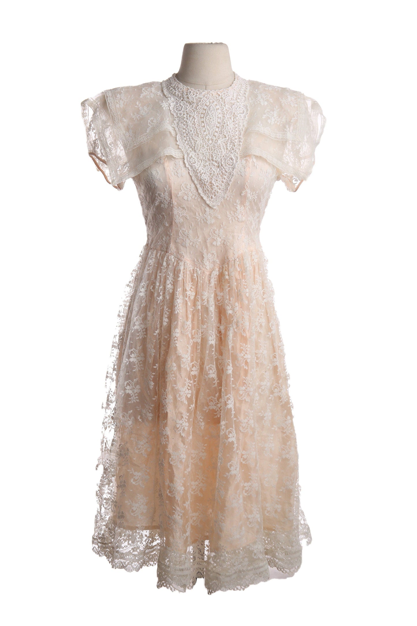 Vintage Gunne Sax Dress / 1990s / Lace / Sleeveless / Floral Pattern