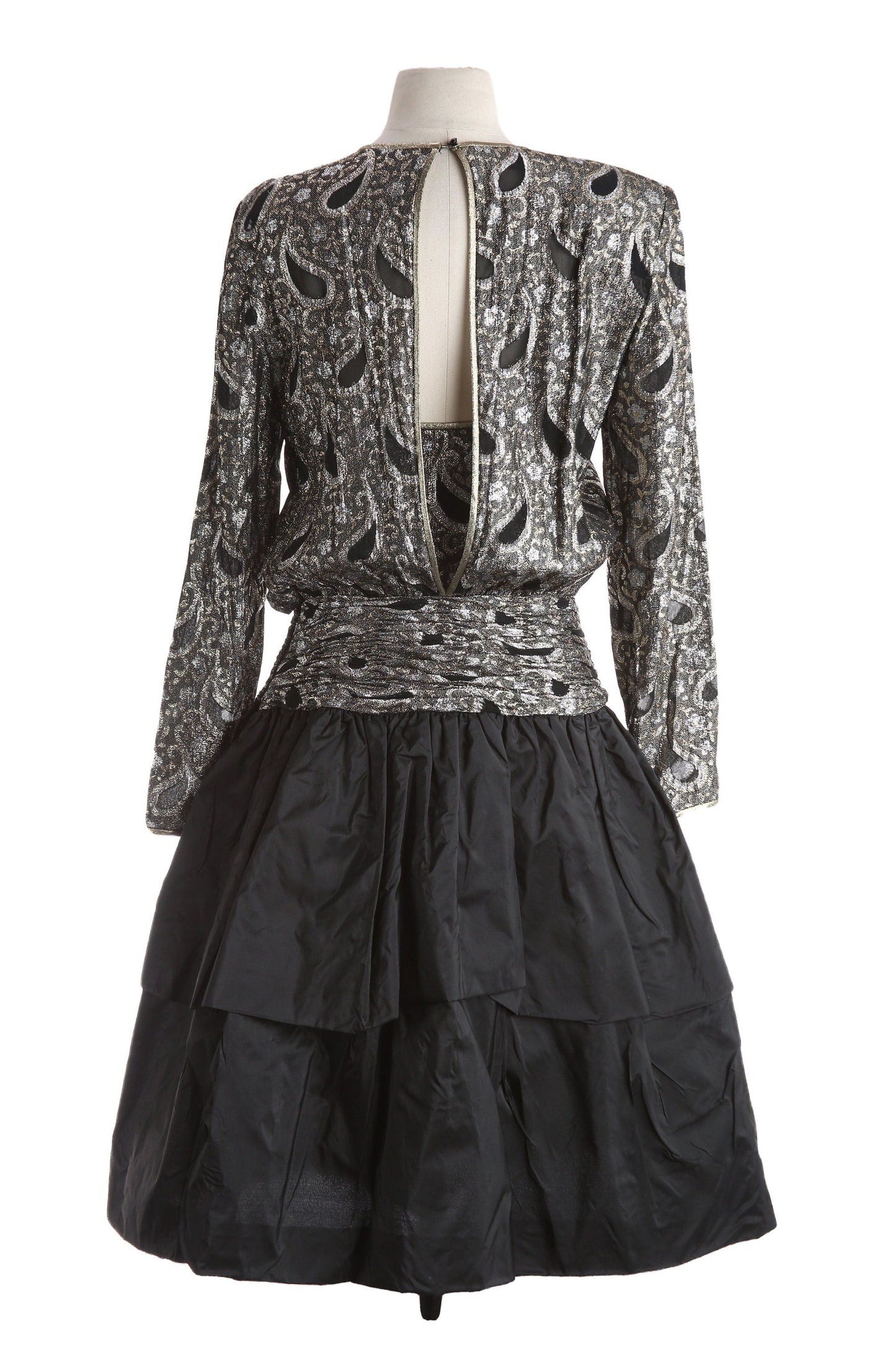 Vintage Metallic Silver Evening Dress by Albert Nipon - Vitage Size 8 - Estimated Era 1980's 1990's